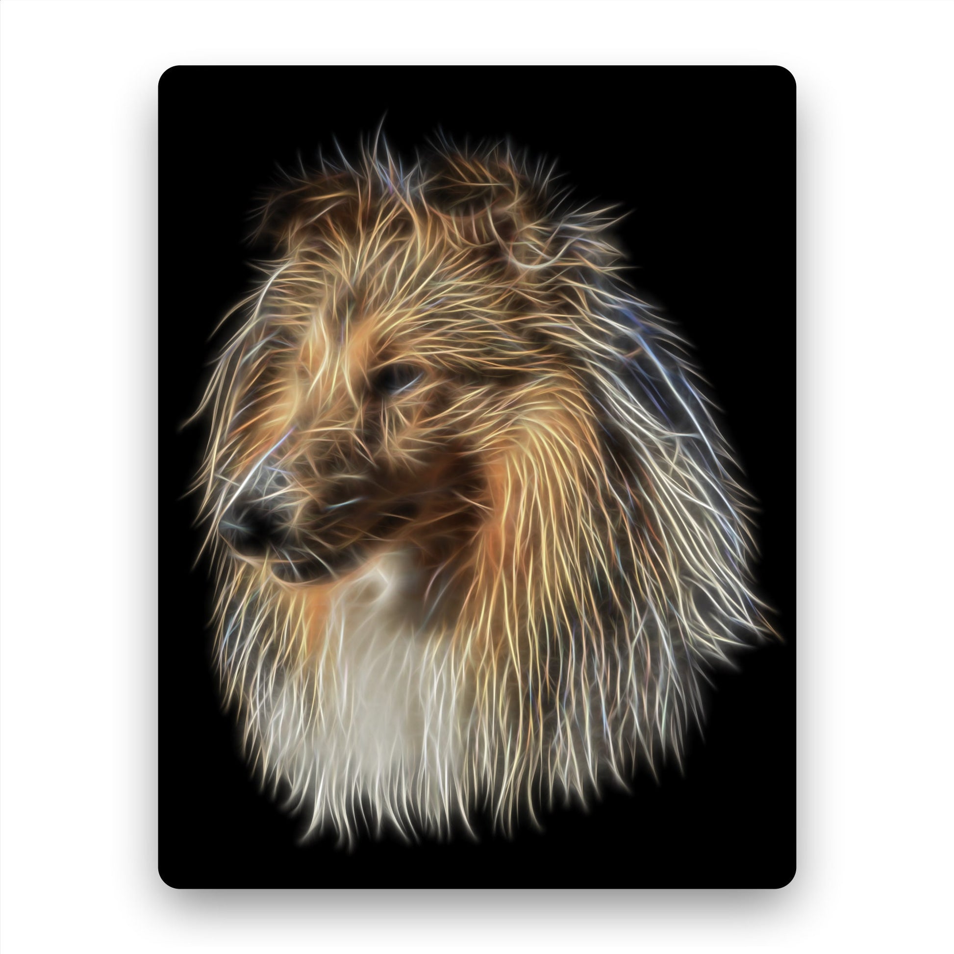 Shetland Sheepdog Aluminium Metal Wall Plaque with Fractal Art Design, Gift for Dog Owner
