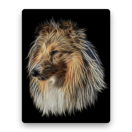 Shetland Sheepdog Aluminium Metal Wall Plaque with Fractal Art Design, Gift for Dog Owner