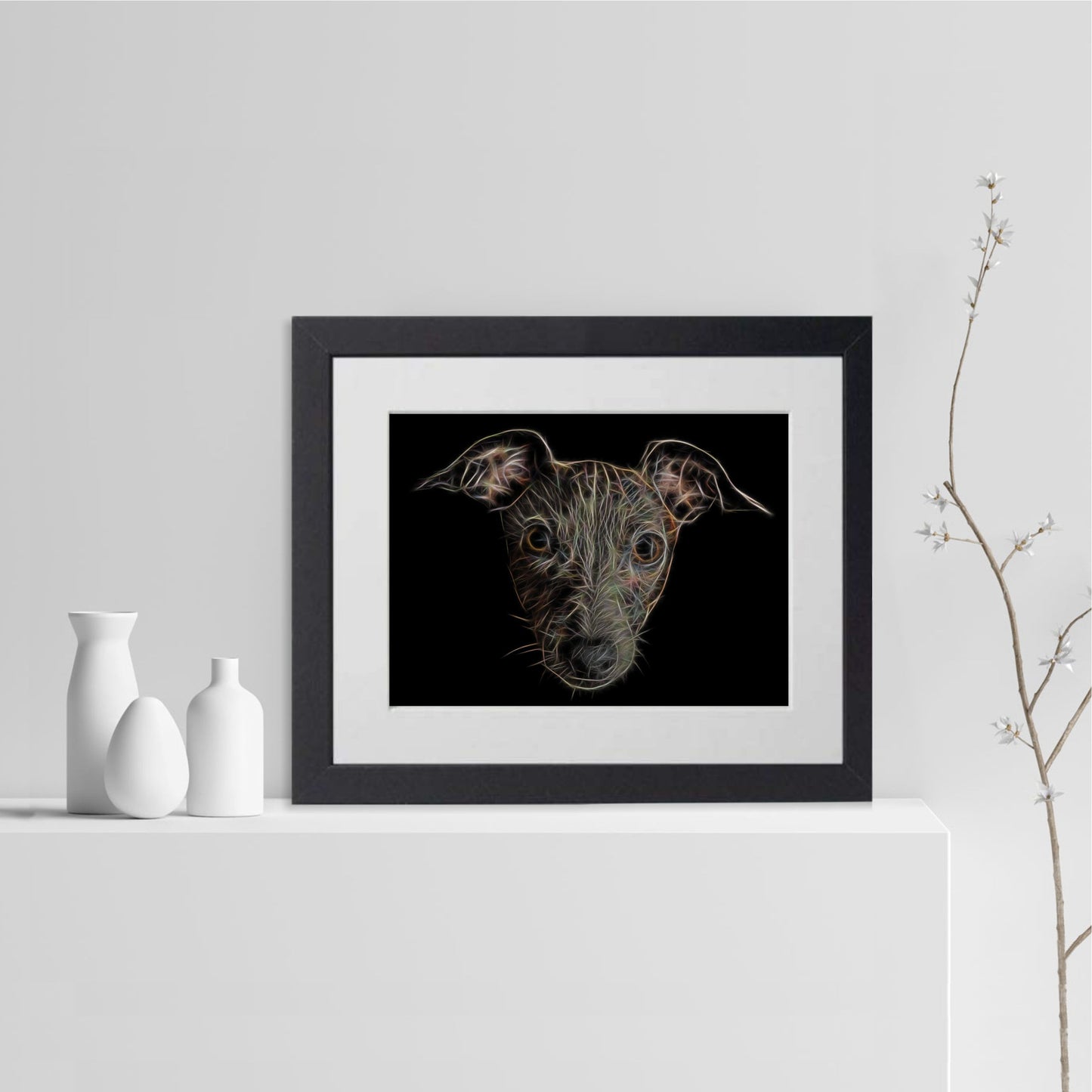 Italian Greyhound Print with Stunning Fractal Art Design. Various Sizes Available
