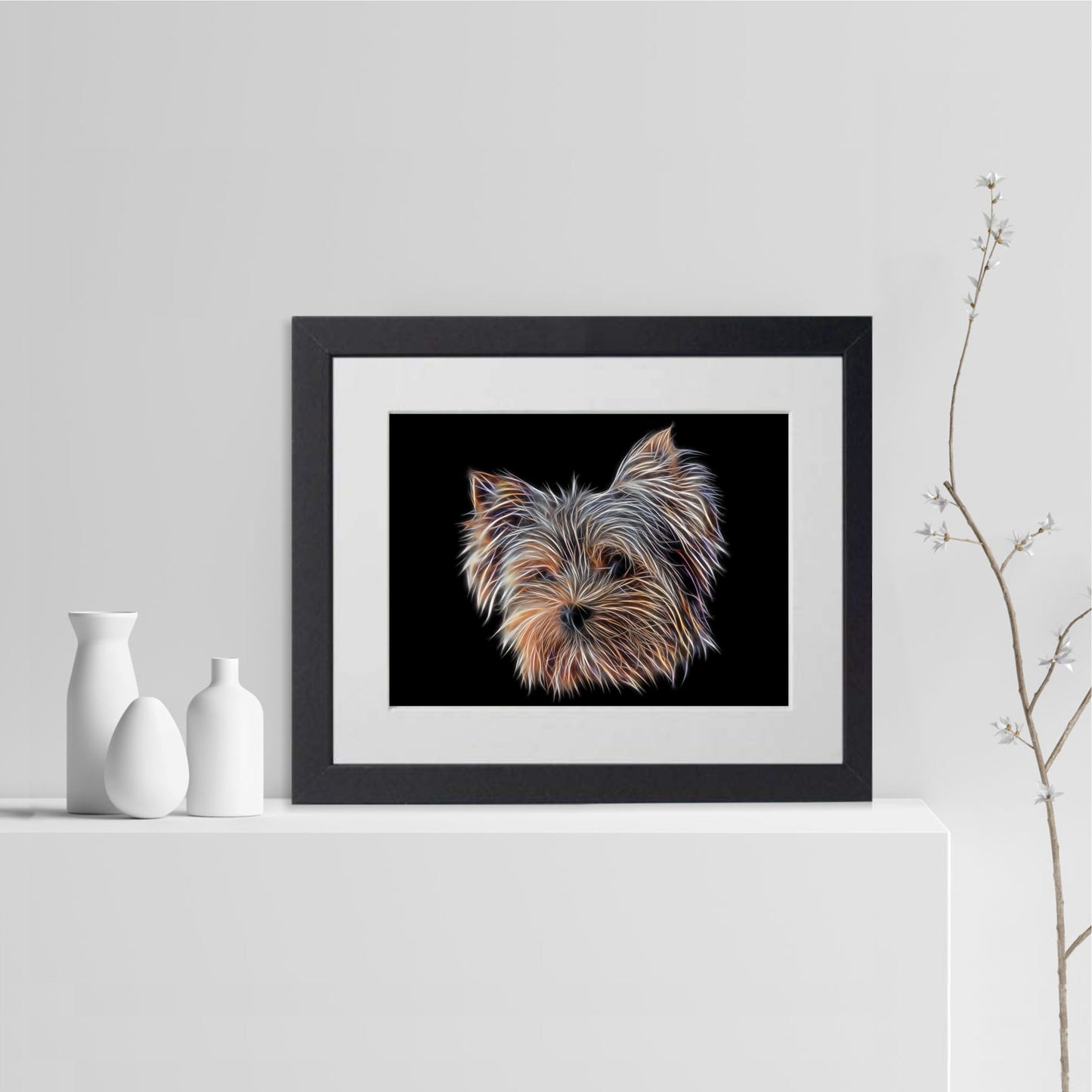 Yorkshire Terrier Print with Stunning Fractal Art Design. Various Sizes Available