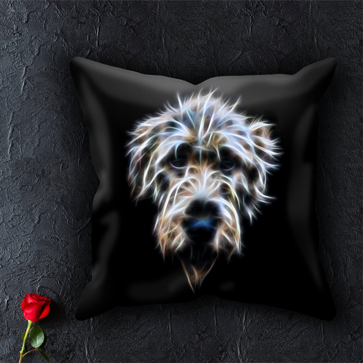 Irish Wolfhound Cushion and Insert with Stunning Fractal Art Design