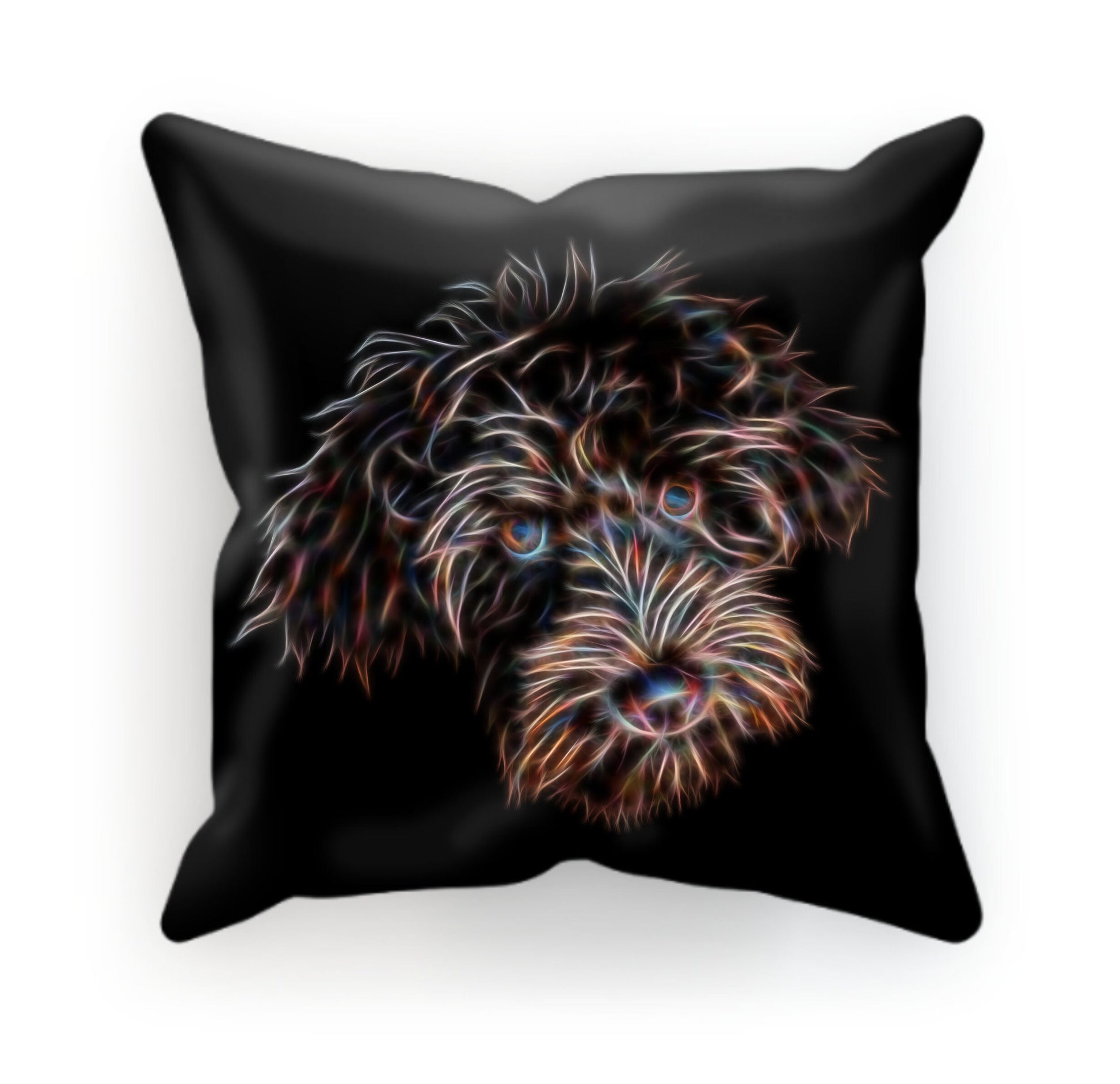 Chocolate Labradoodle Cushion and Insert with Stunning Fractal Art Design