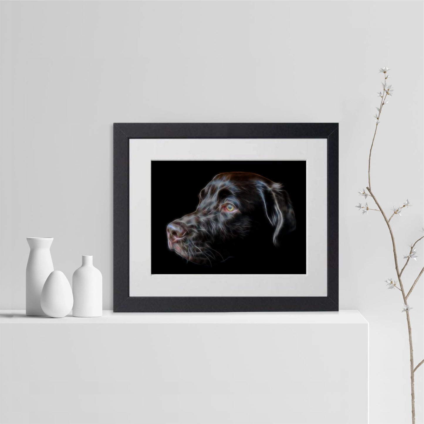 Chocolate Labrador Print with Stunning Fractal Art Design. Various Sizes Available