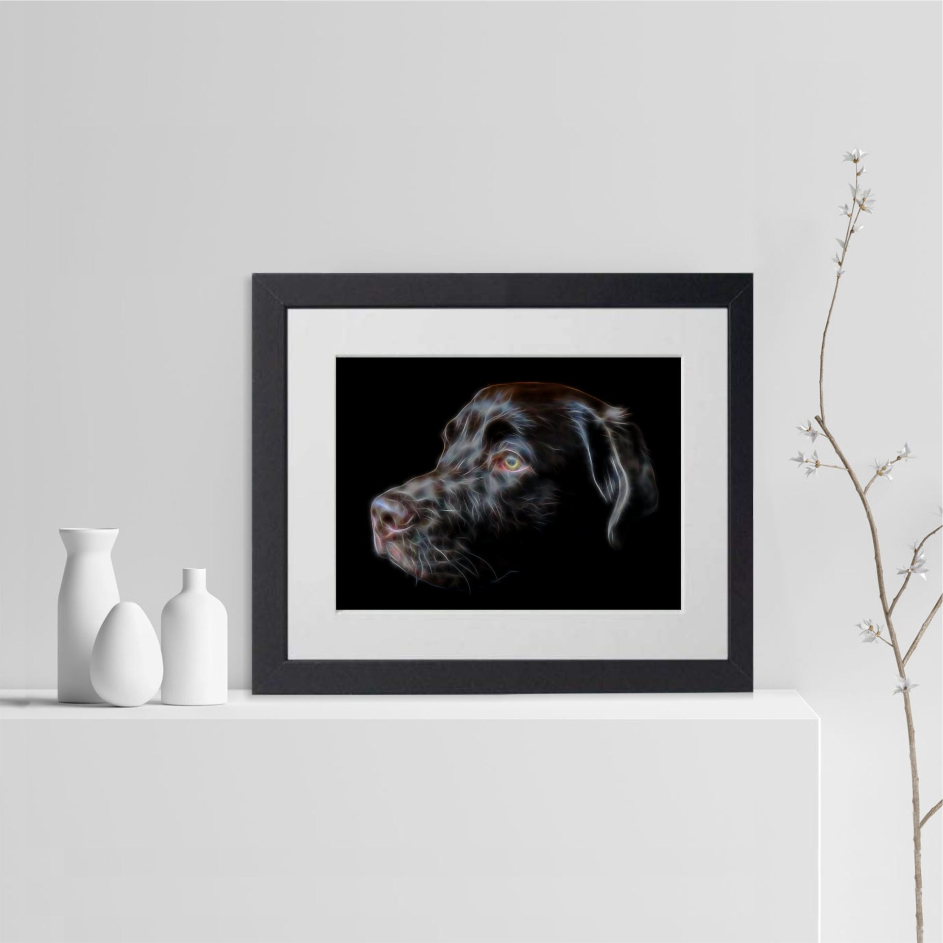 Chocolate Labrador Print with Stunning Fractal Art Design. Various Sizes Available