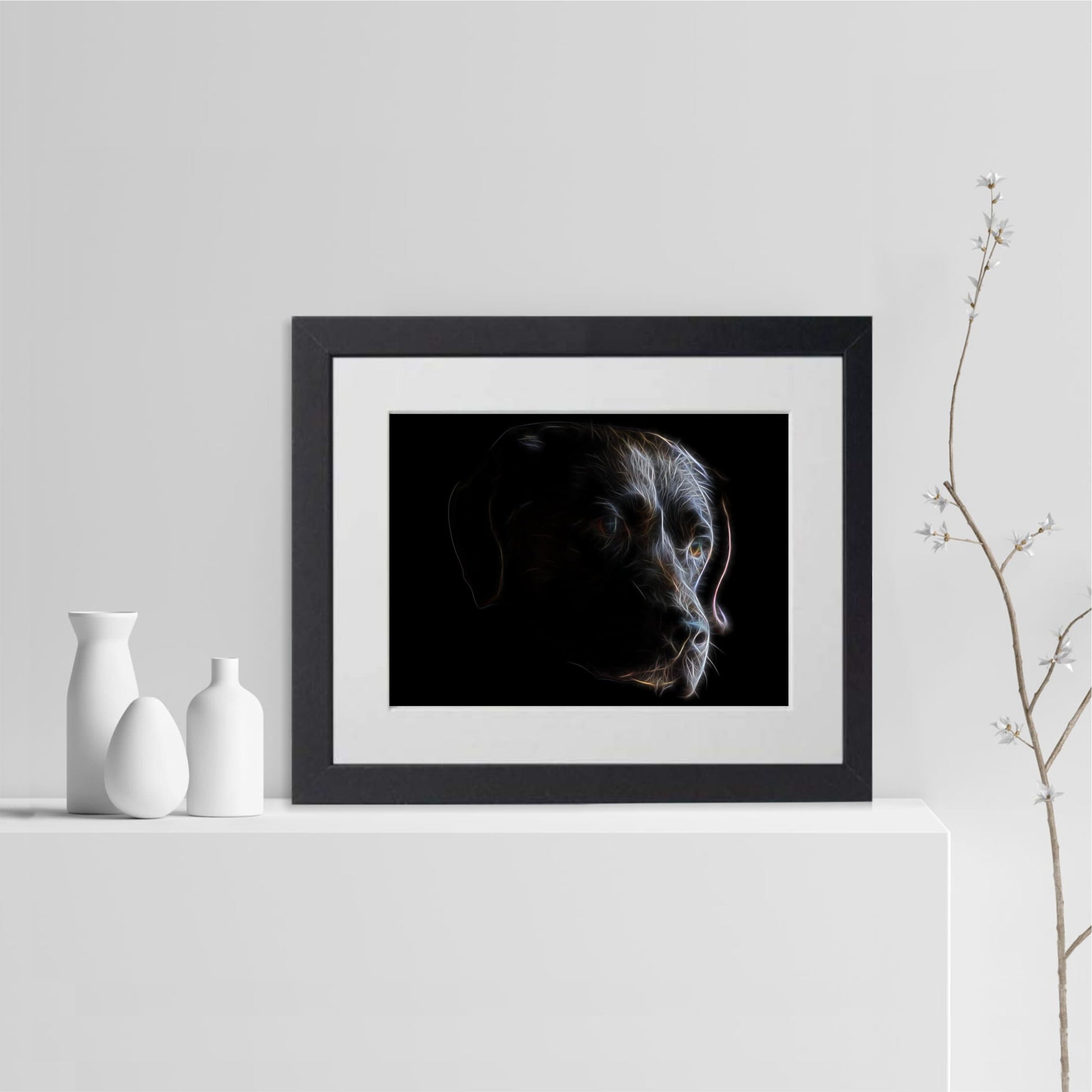 Chocolate Labrador Print with Stunning Fractal Art Design. Various Sizes Available