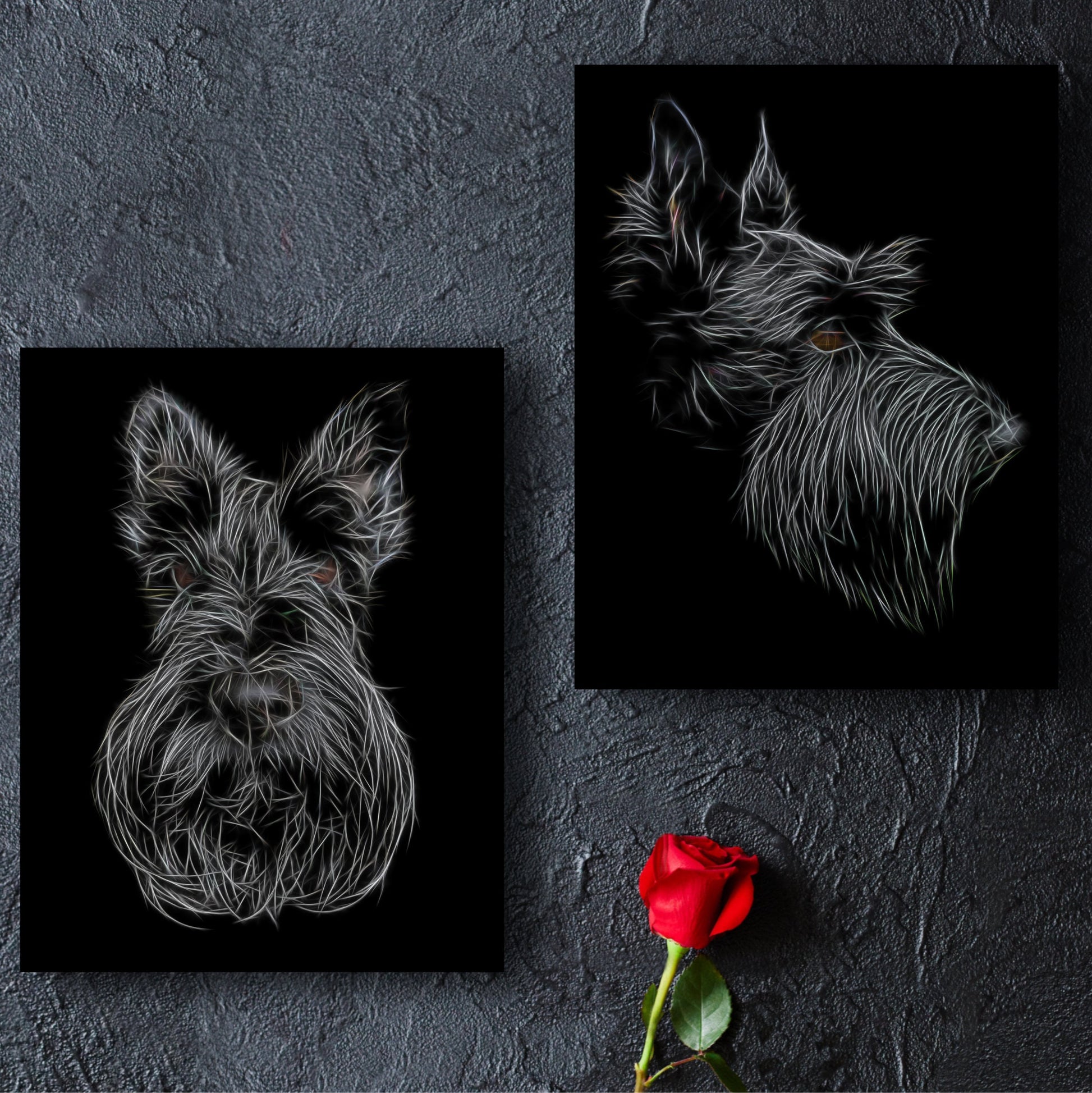 Scottish Terrier Print with Stunning Fractal Art Design. Various Sizes Available