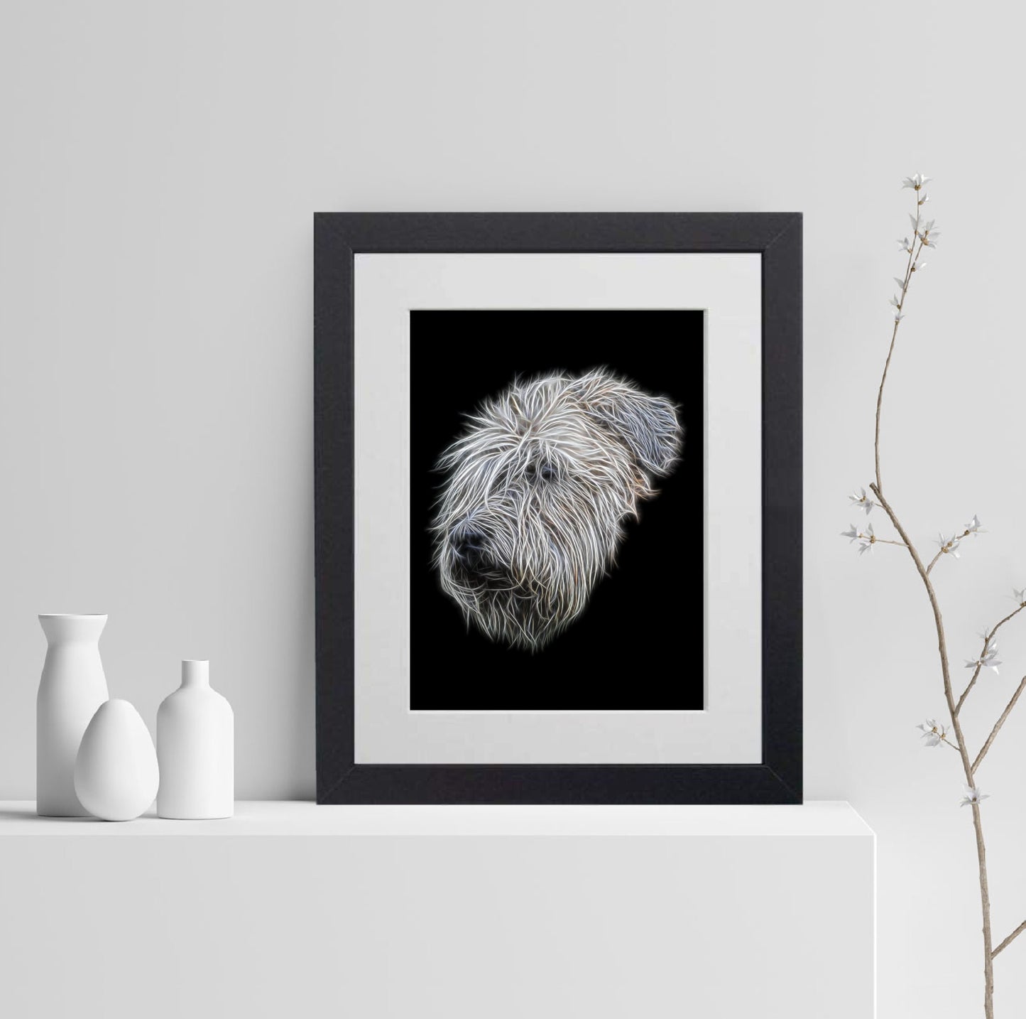 Wheaten Terrier Print with Stunning Fractal Art Design. Various Sizes Available