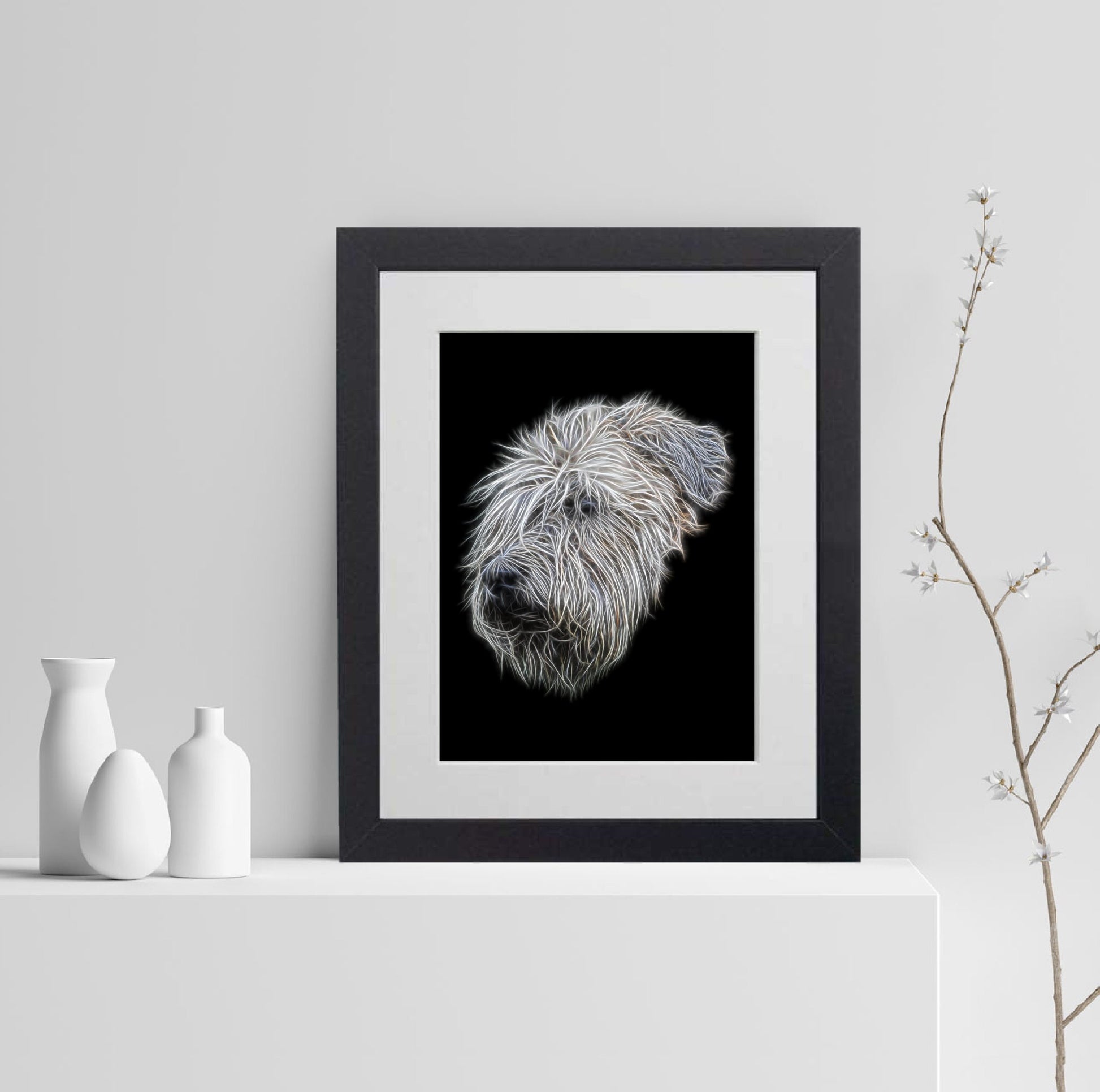Wheaten Terrier Print with Stunning Fractal Art Design. Various Sizes Available
