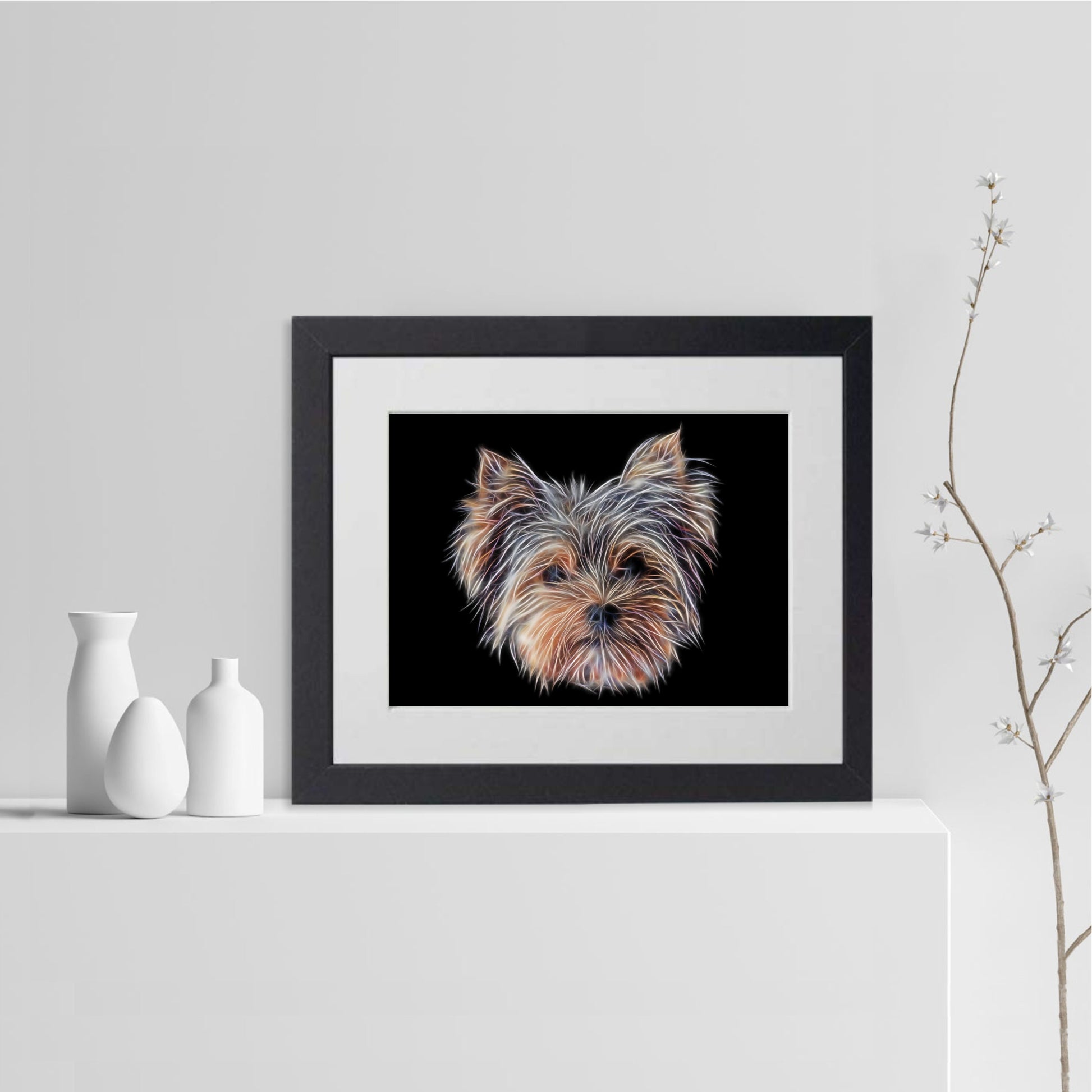 Yorkshire Terrier Print with Stunning Fractal Art Design. Various Sizes Available
