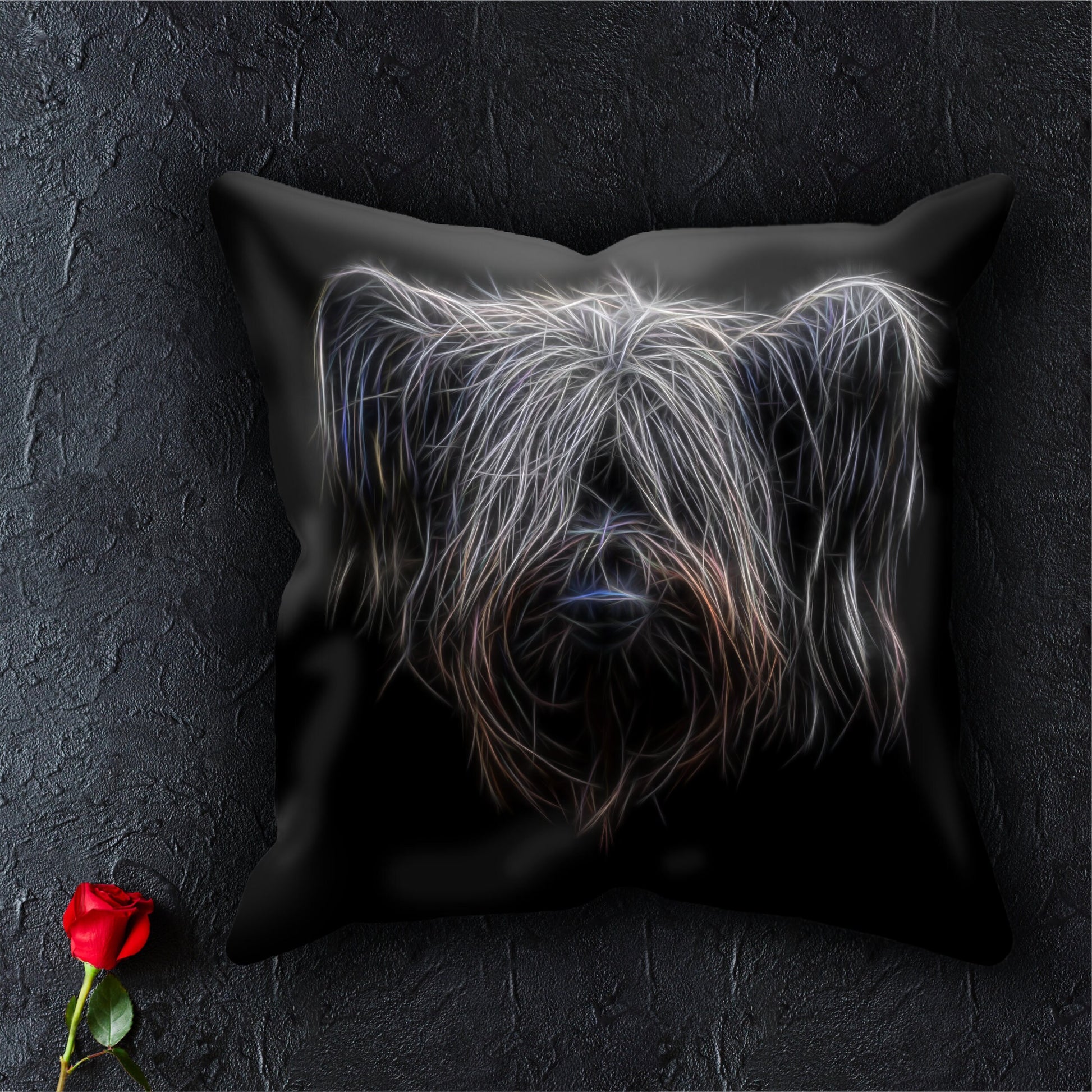 Skye Terrier Cushion and Insert with Stunning Fractal Art Design