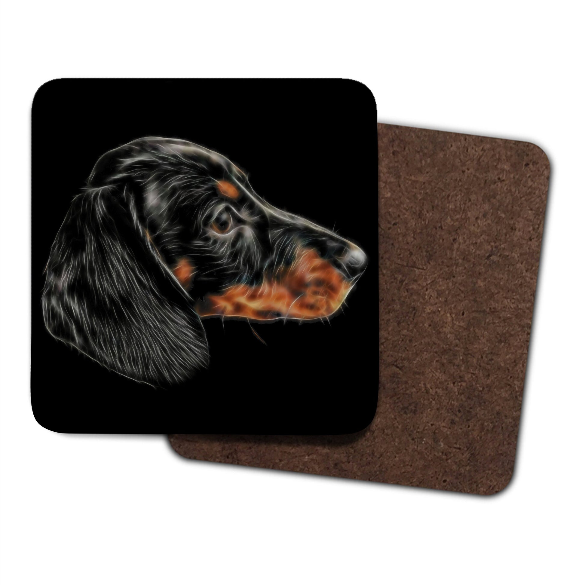 Black and Tan Dachshund Coasters, Set of 2, with Stunning Fractal Art Design