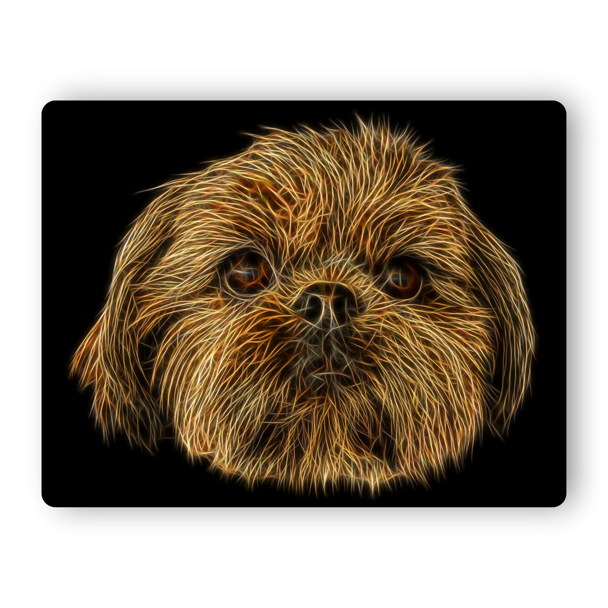 Red Shih Tzu Metal Wall Plaque with Stunning Fractal Art Design