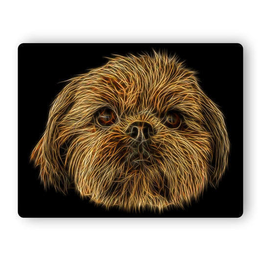 Red Shih Tzu Metal Wall Plaque with Stunning Fractal Art Design
