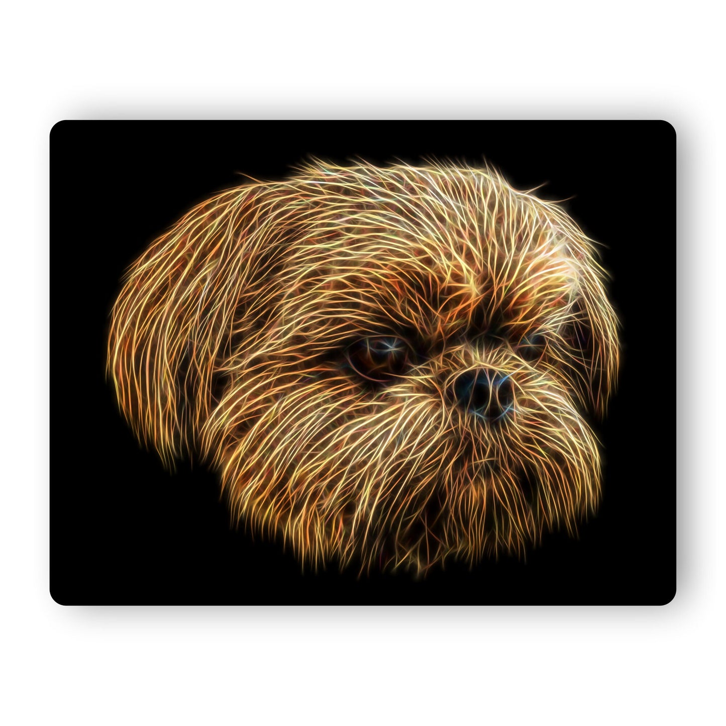 Red Shih Tzu Metal Wall Plaque with Stunning Fractal Art Design
