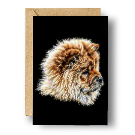 Fawn Chow Chow Greeting Card with Stunning Fractal Art Design. Blank Inside for Birthdays or any other Occasion