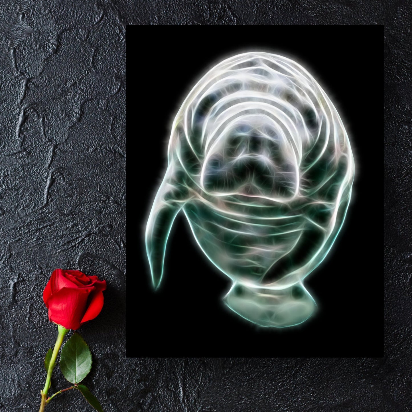 Manatee Metal Wall Plaque with Stunning Fractal Art Design