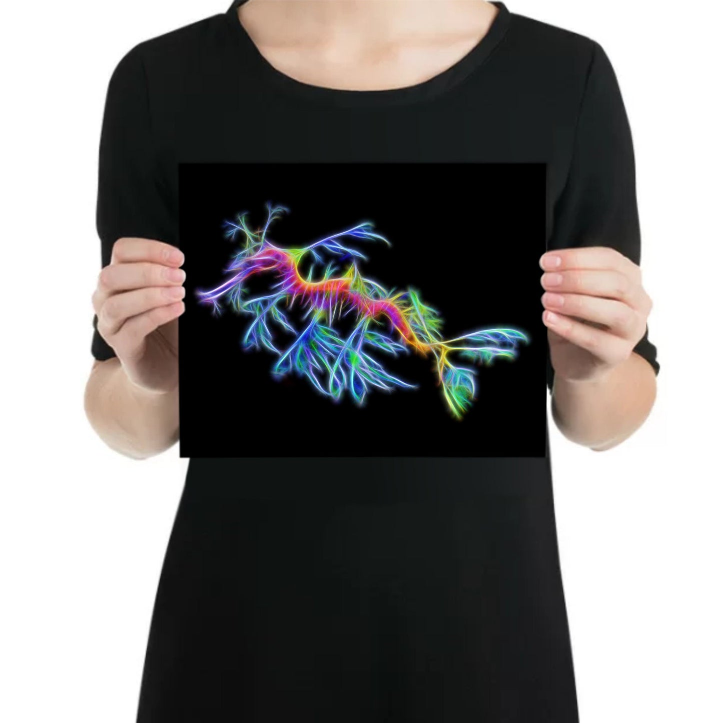 Leafy Seadragon Aluminium Metal Wall Plaque with Stunning Fractal Art Design.
