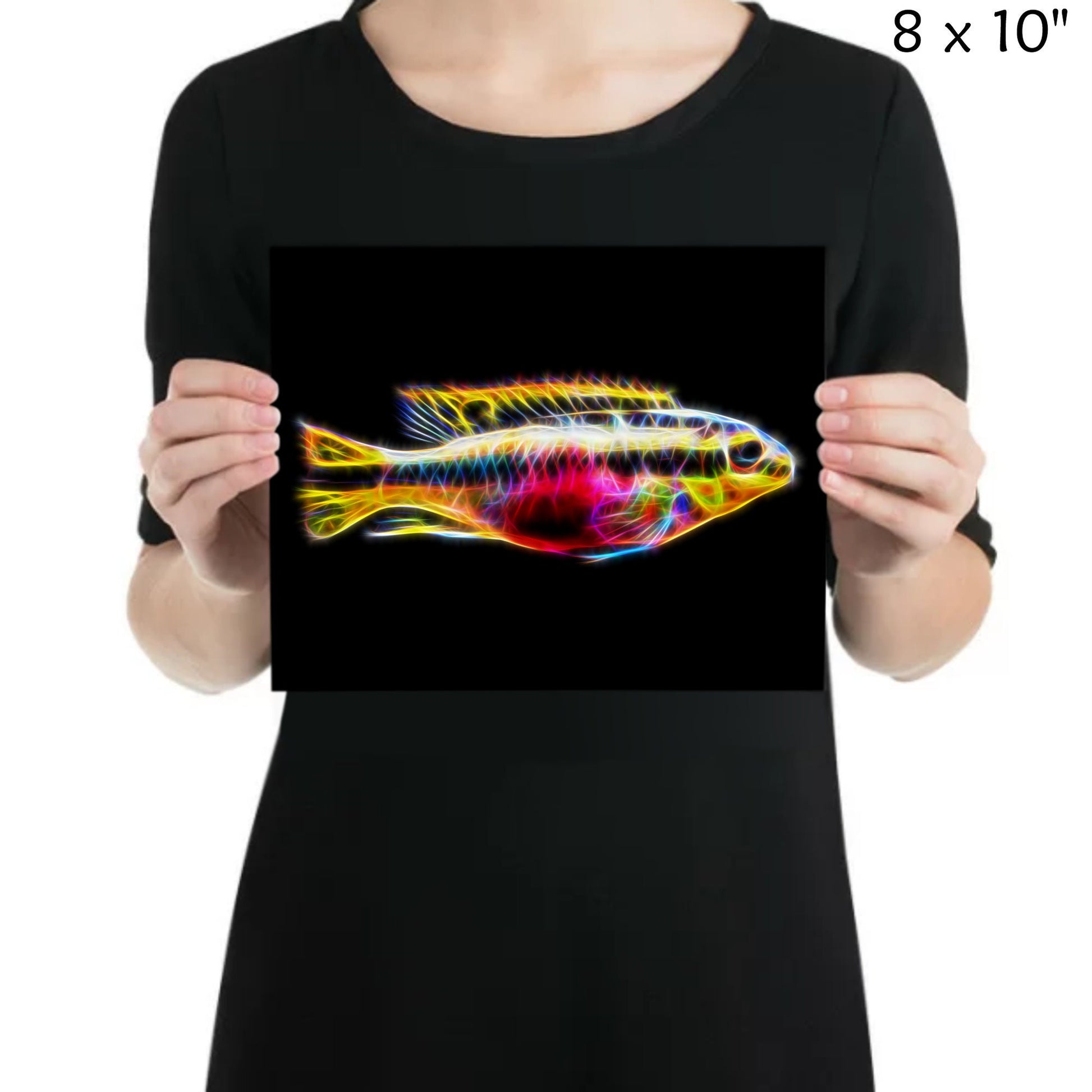 Cichlid Aluminium Metal Wall Plaque with Stunning Fractal Art Design.