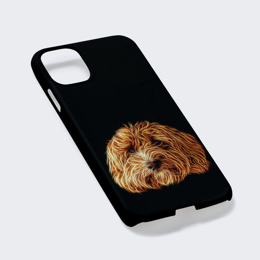 Red Cockapoo Phone Case with Stunning Fractal Art Design. For Samsung or iPhone, including iPhone 17 and Galaxy S25