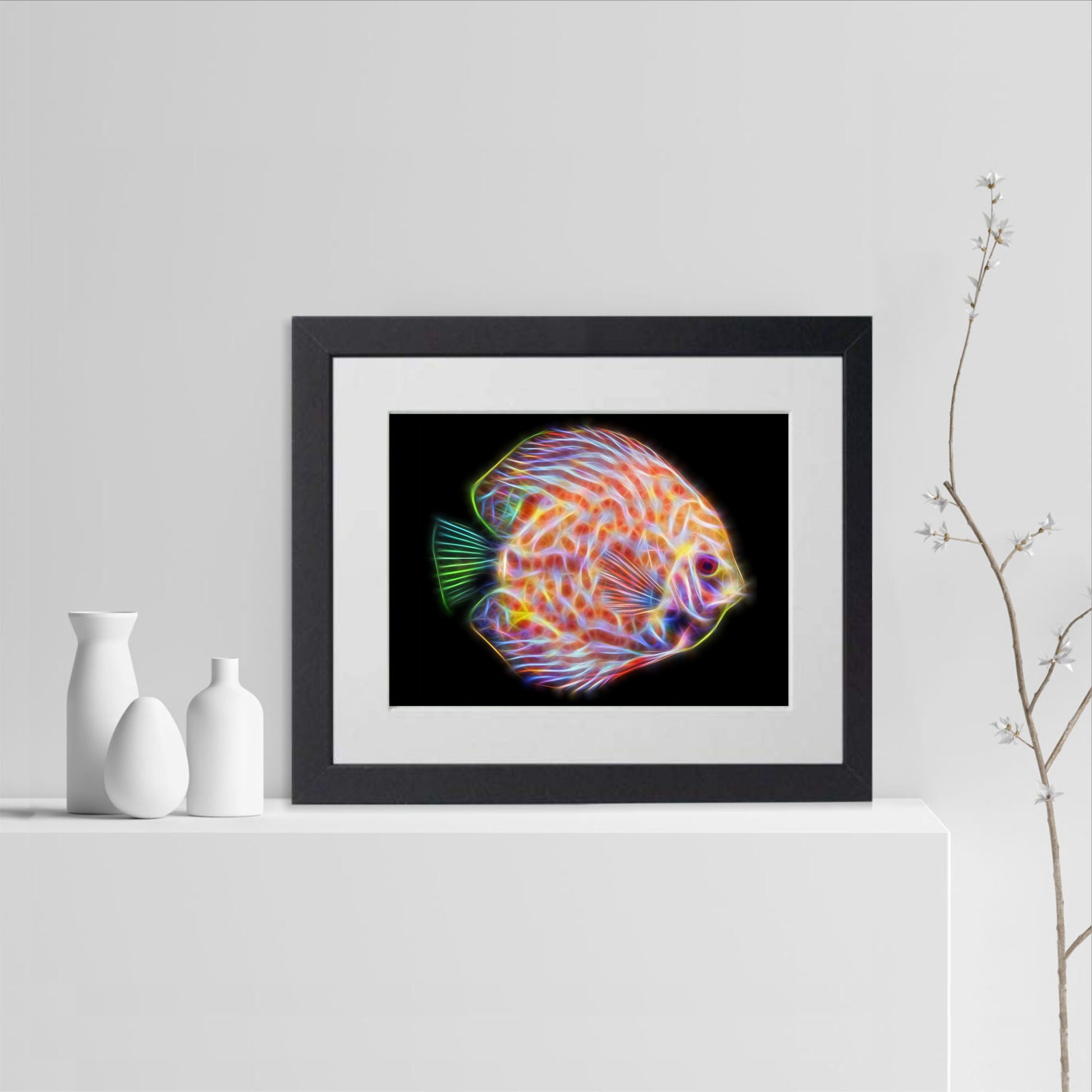 Discus Fish Print with Stunning Fractal Art Design.