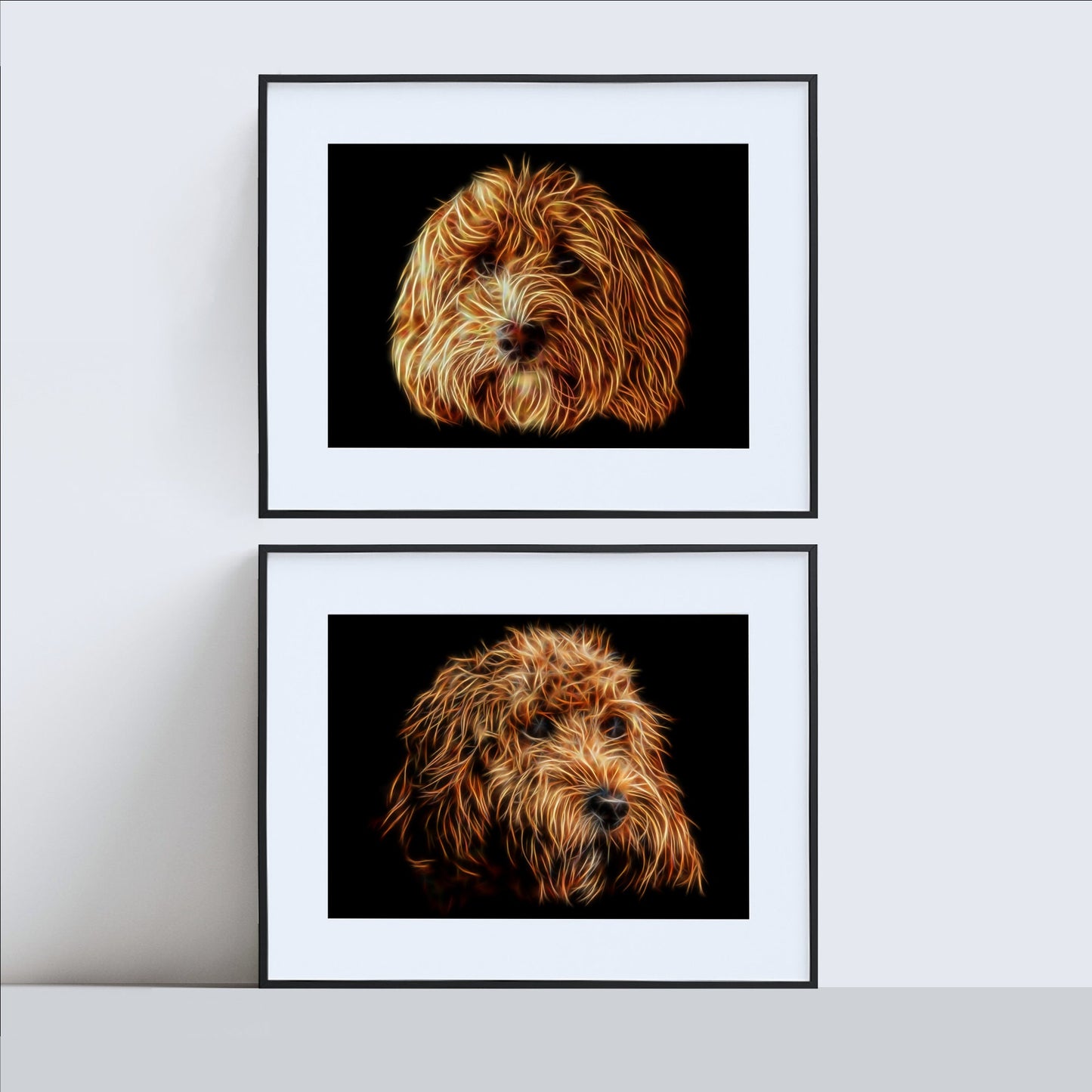 Red Cockapoo Print with Stunning Fractal Art Design. Various Sizes Available