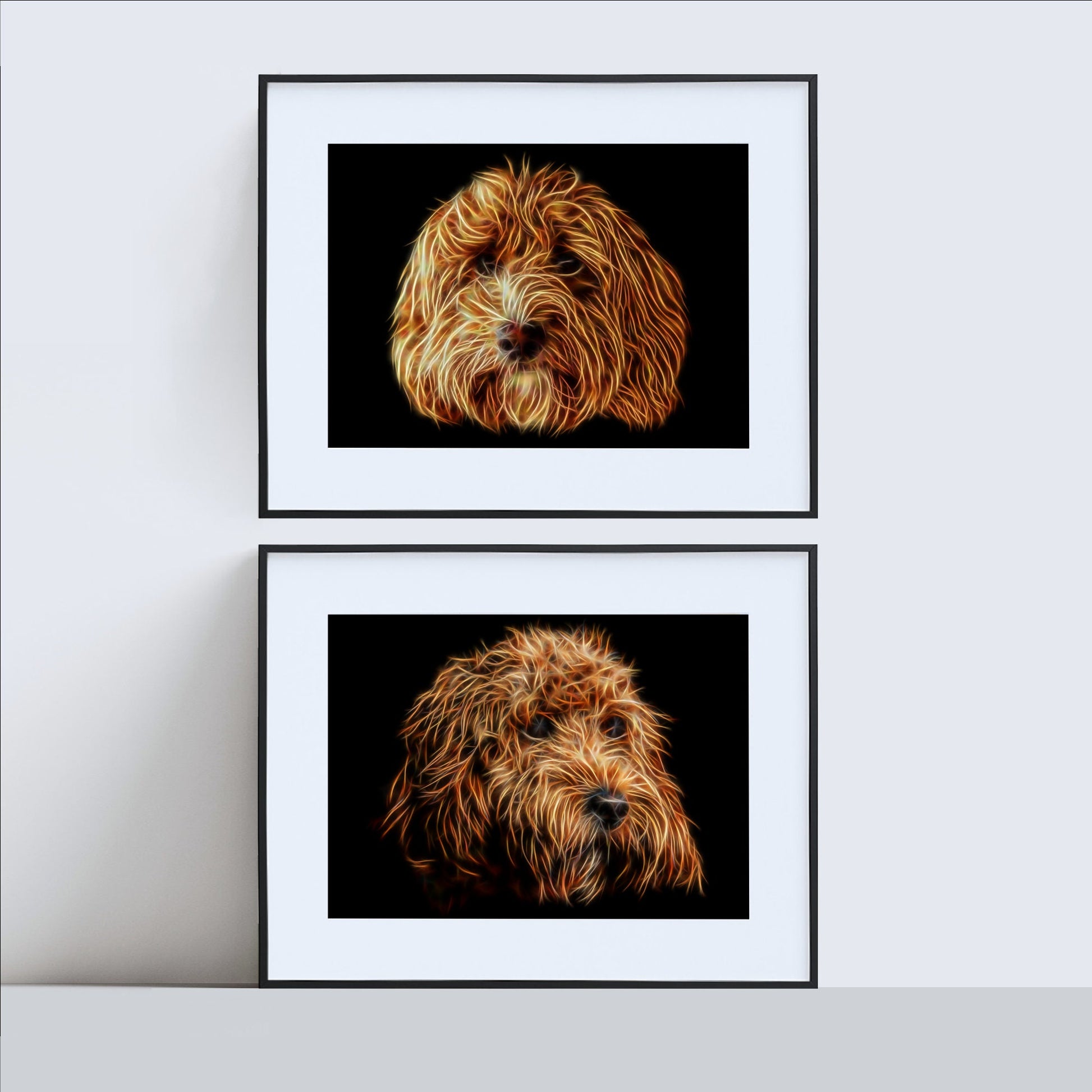 Red Cockapoo Print with Stunning Fractal Art Design. Various Sizes Available