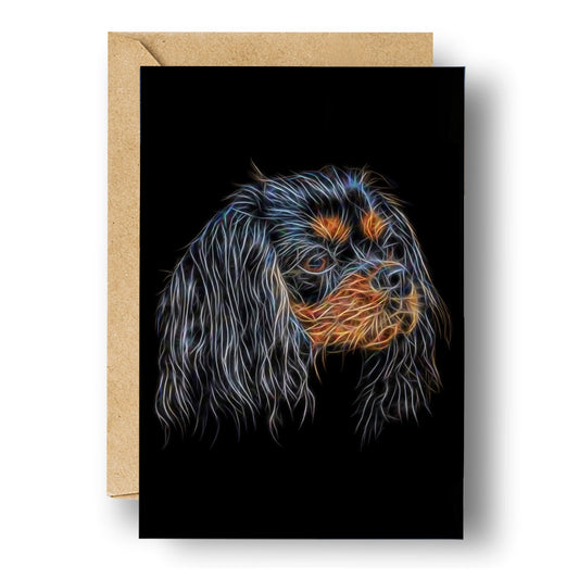 Cavalier King Charles Spaniel Greeting Card Blank Inside. Ruby, Black and Tan, Blenheim, and Tri colour.