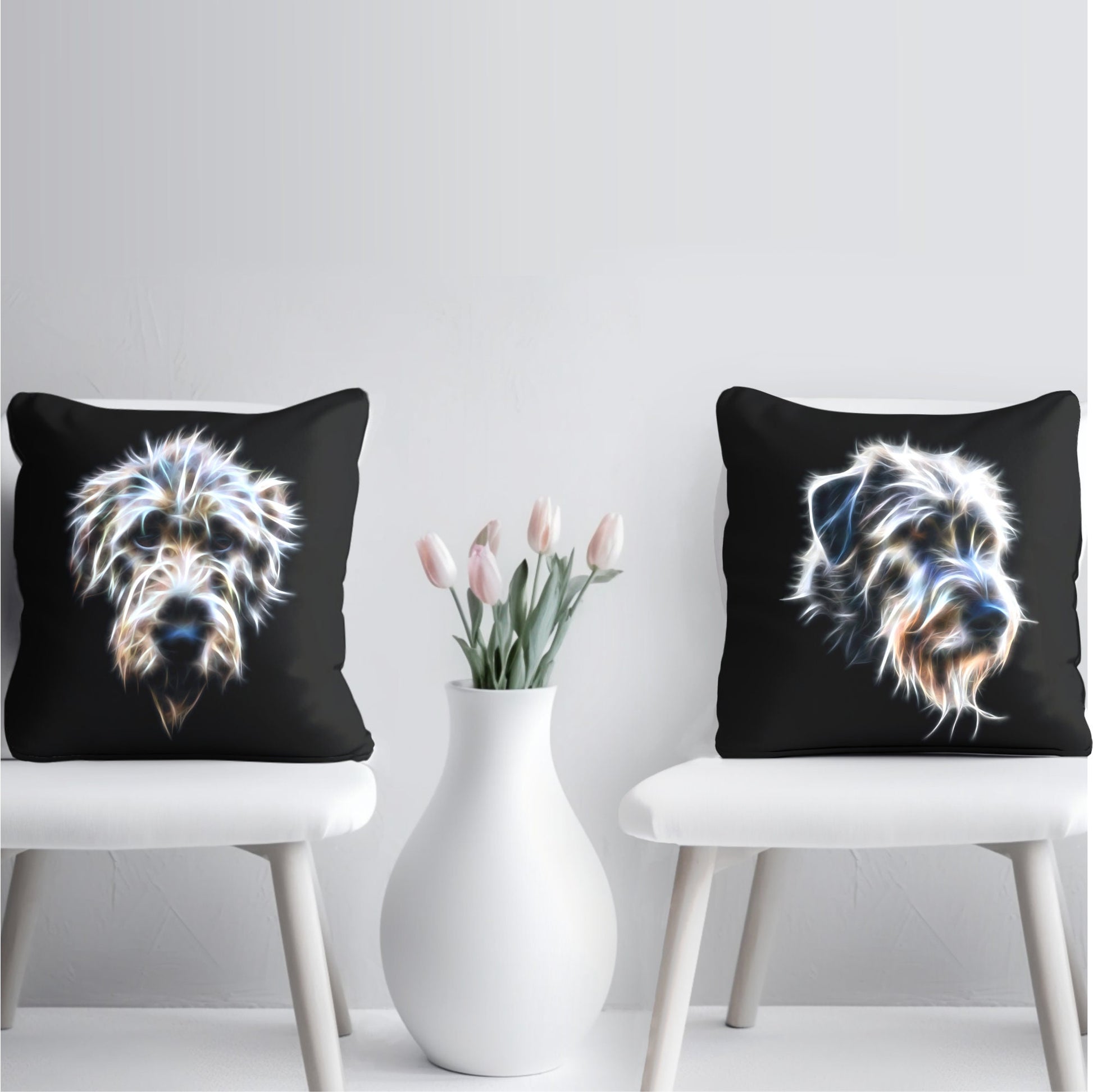 Irish Wolfhound Cushion and Insert with Stunning Fractal Art Design