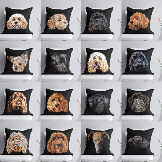 Cross Breed Dog Cushion with Insert. Various Breeds including Cockapoo Labradoodle Cavapoo Cavachon Chorkie Jackapoo Sprocker and more