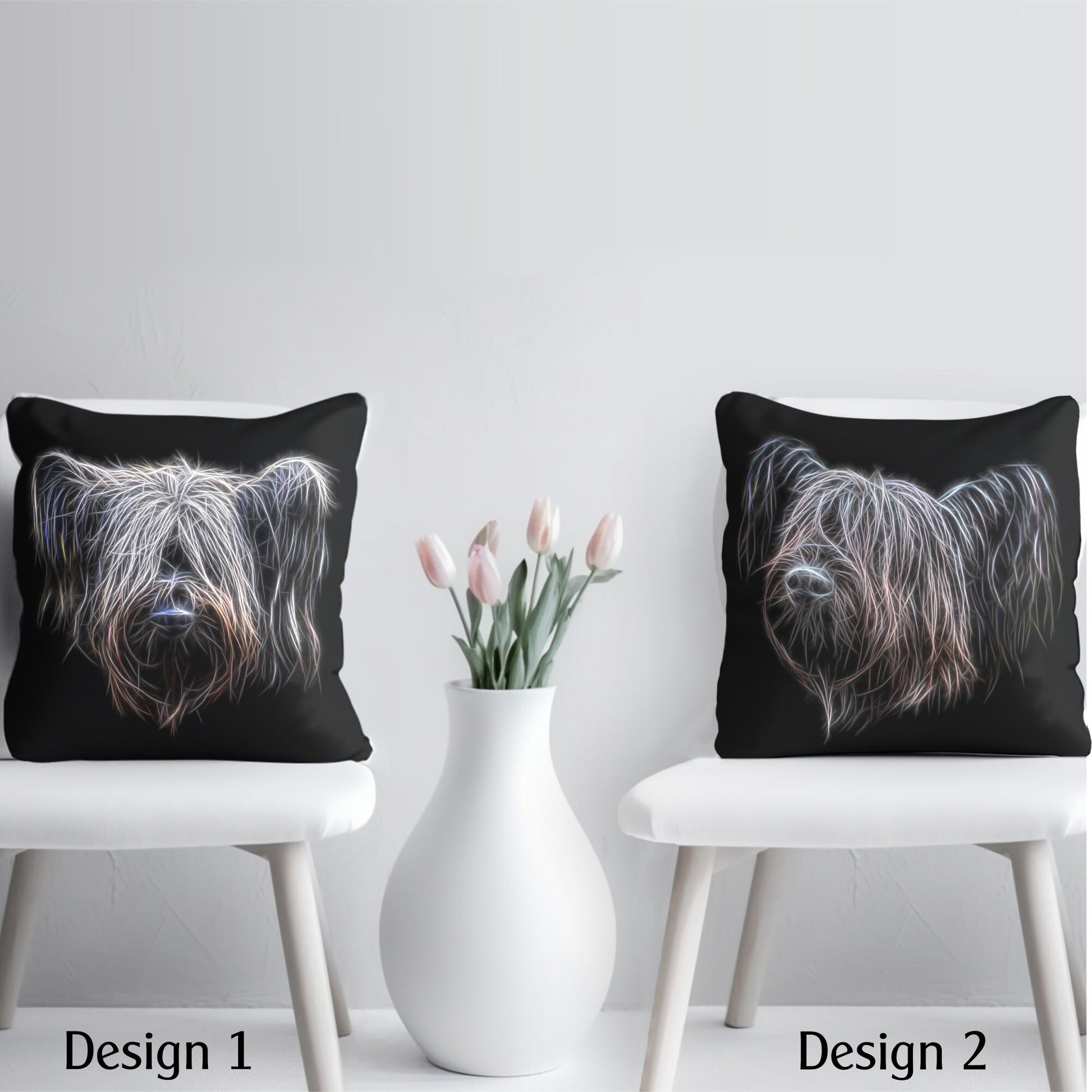 Skye Terrier Cushion and Insert with Stunning Fractal Art Design