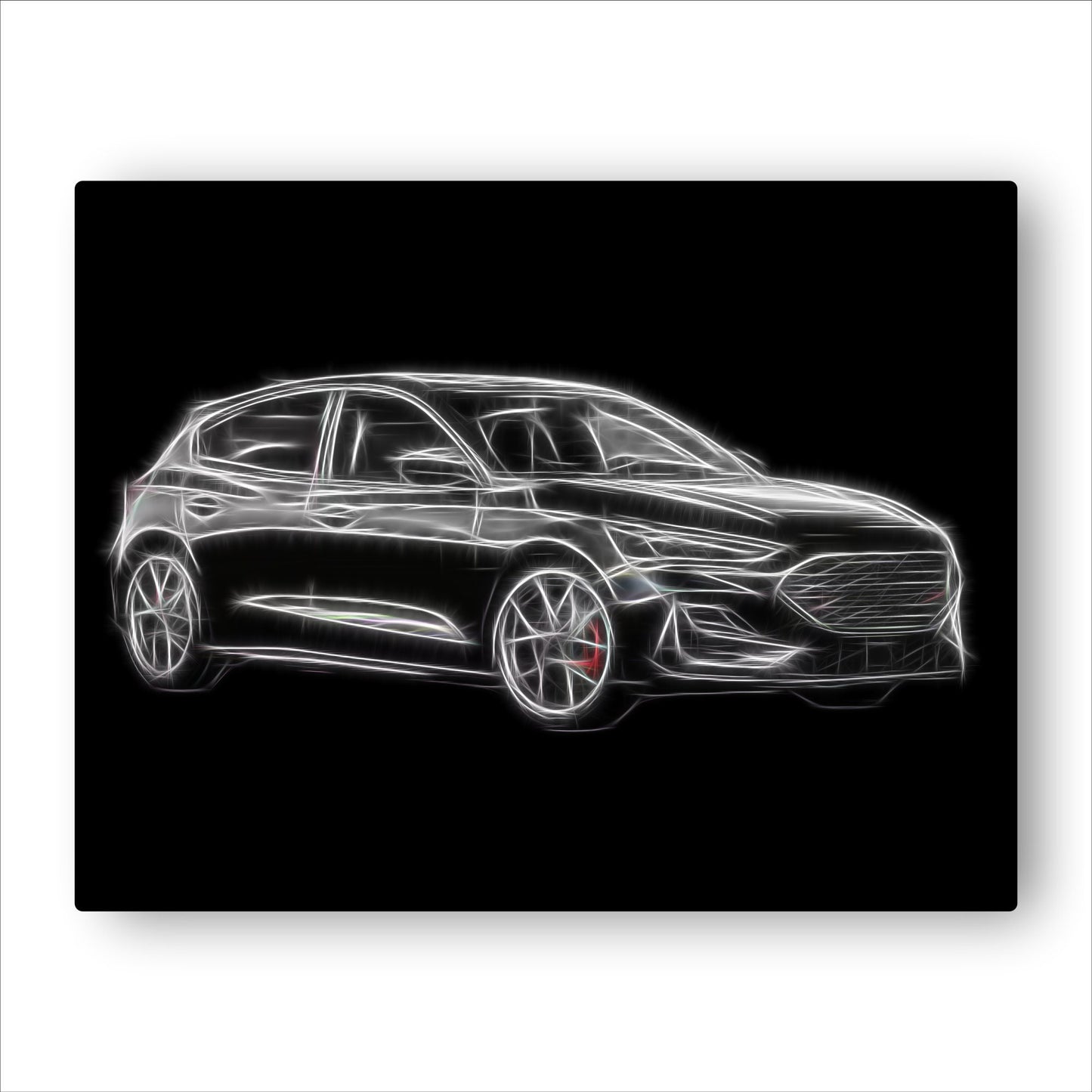 Ford Focus ST (2019-) Aluminium Metal Wall Plaque with Stunning Fractal Art Design.