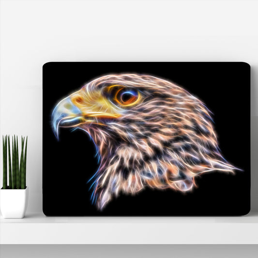 Harris Hawk Metal Wall Plaque with Stunning Fractal Art Design