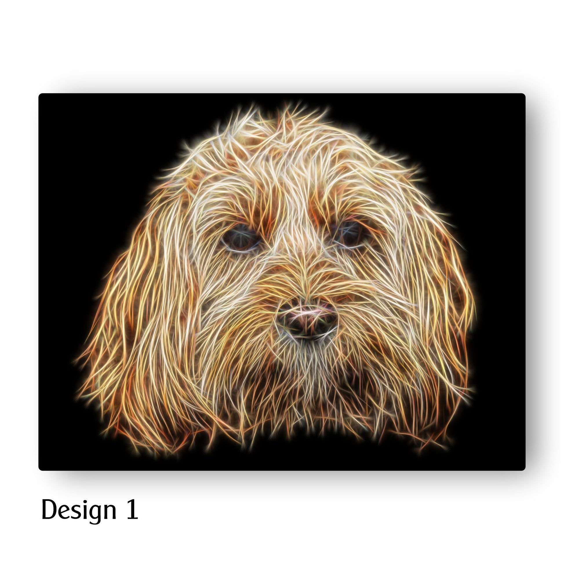 Golden Cockapoo Metal Wall Plaque with Stunning Fractal Art Design. Perfect Dog Lover Gift