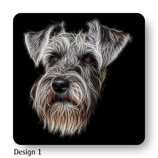 Salt and Pepper Schnauzer Coasters with Stunning Fractal Art Design, Schnauzer Owner Gift