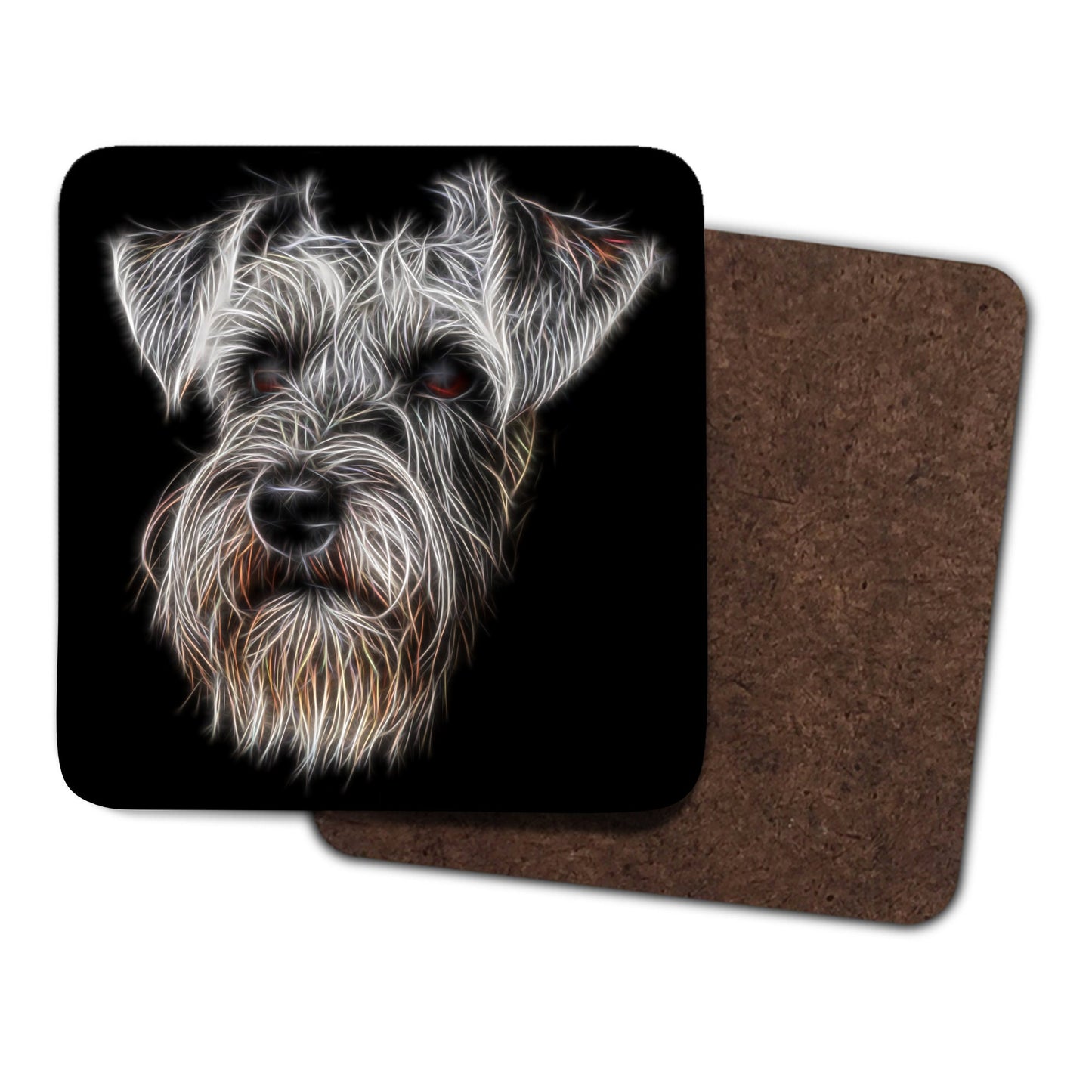 Salt and Pepper Schnauzer Coasters with Stunning Fractal Art Design, Schnauzer Owner Gift