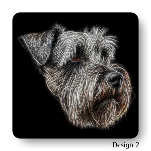 Salt and Pepper Schnauzer Coasters with Stunning Fractal Art Design, Schnauzer Owner Gift