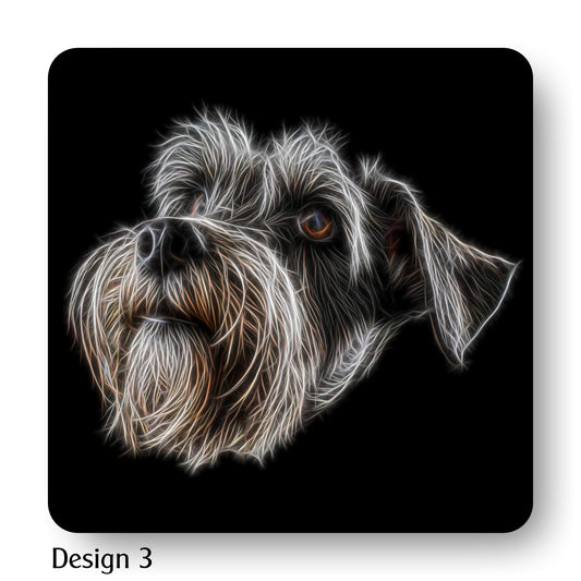 Salt and Pepper Schnauzer Coasters with Stunning Fractal Art Design, Schnauzer Owner Gift