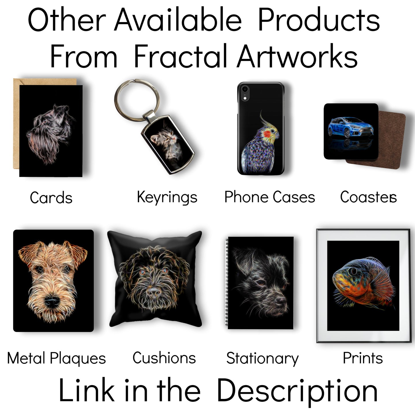 Airedale Terrier Coasters with Stunning Fractal Art Design. Perfect Airedale Lover Gift.