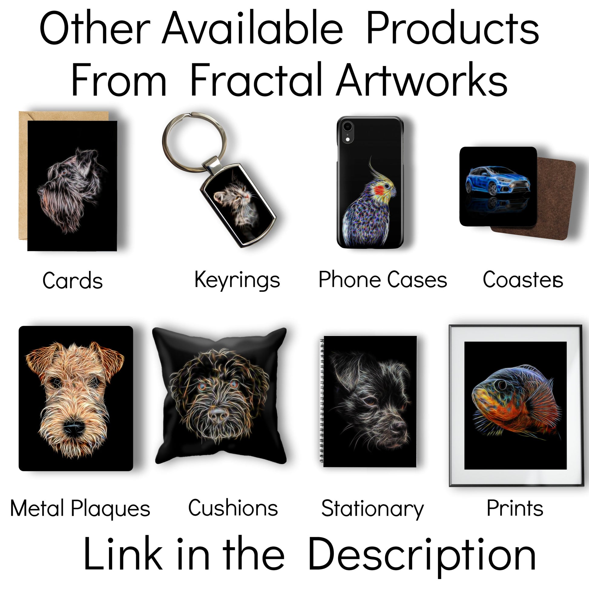 Airedale Terrier Coasters with Stunning Fractal Art Design. Perfect Airedale Lover Gift.