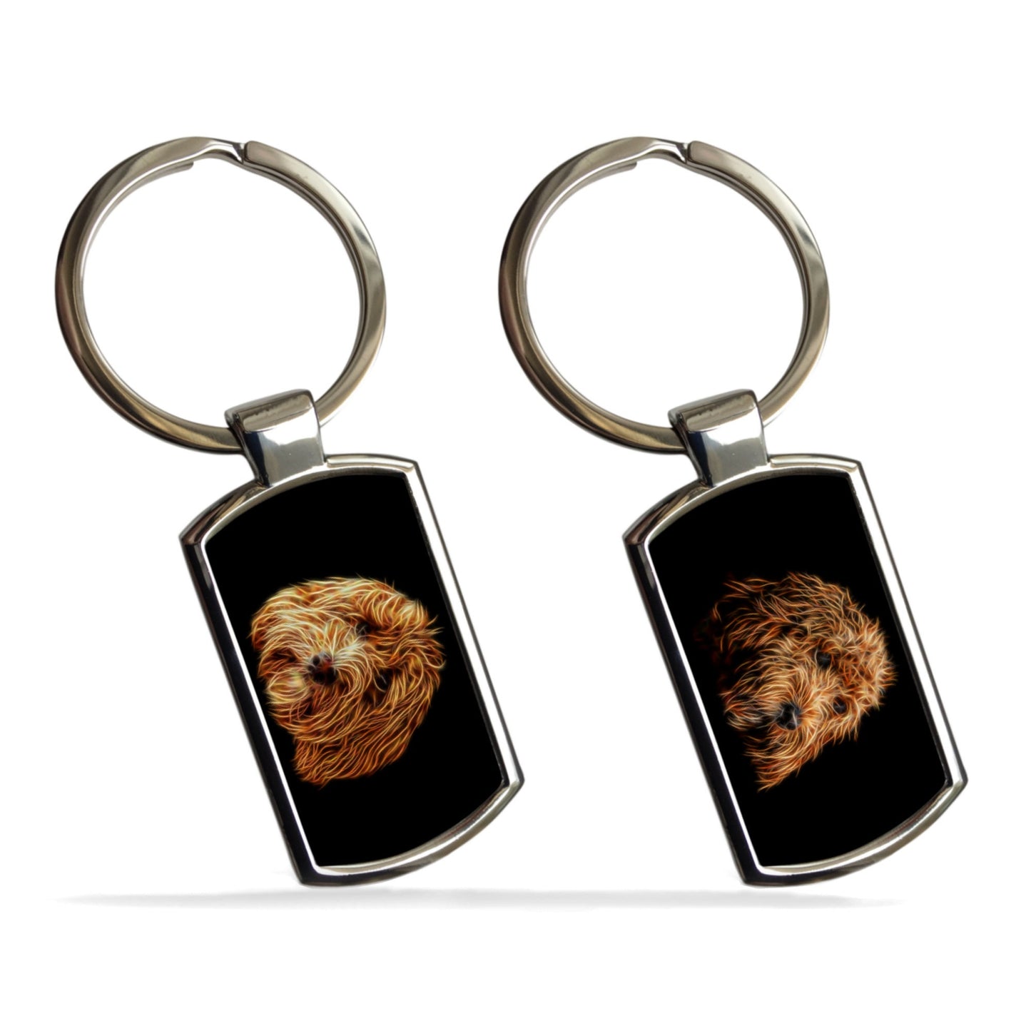 Red Cockapoo Keychain with Stunning Fractal Art Design