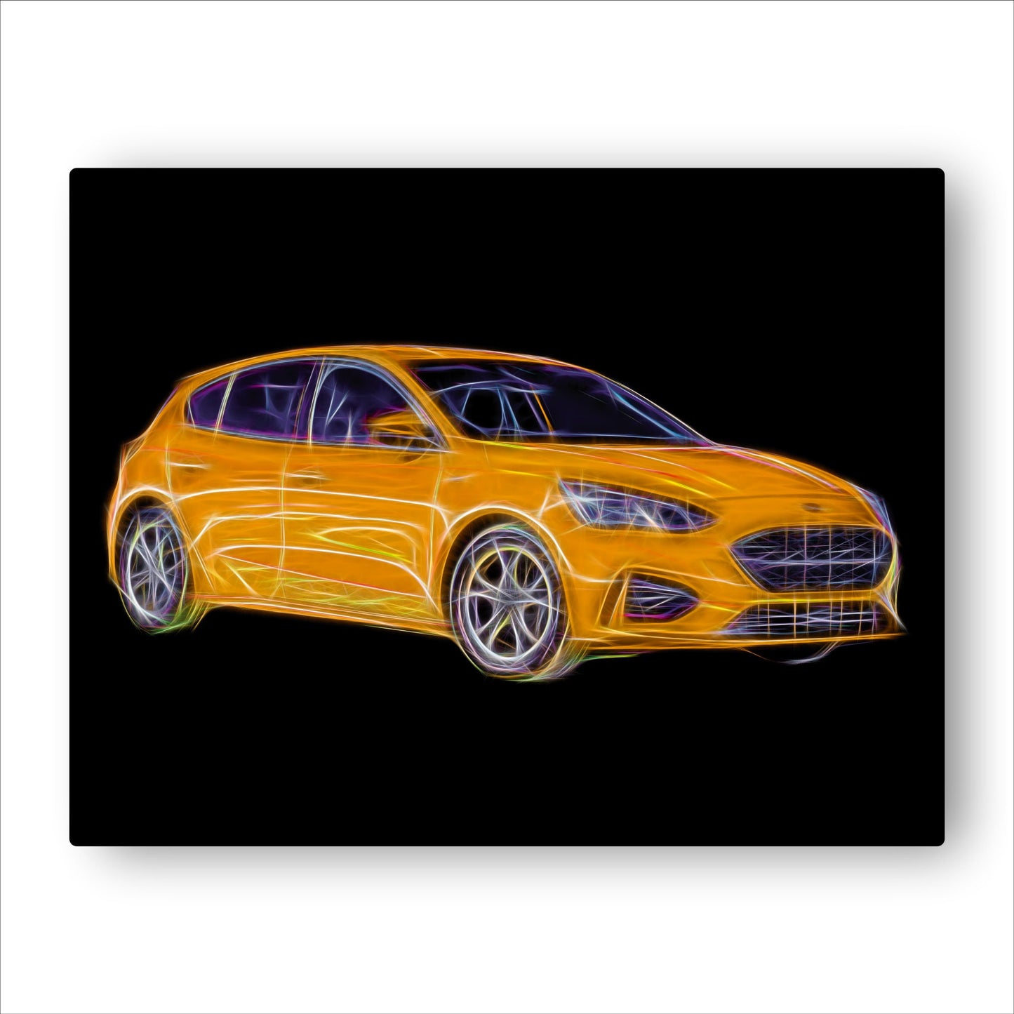 Ford Focus ST (2019-) Aluminium Metal Wall Plaque with Stunning Fractal Art Design.