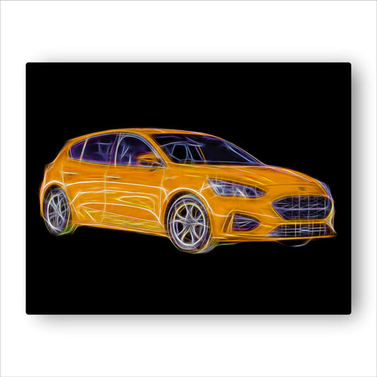 Ford Focus ST (2019-) Aluminium Metal Wall Plaque with Stunning Fractal Art Design.