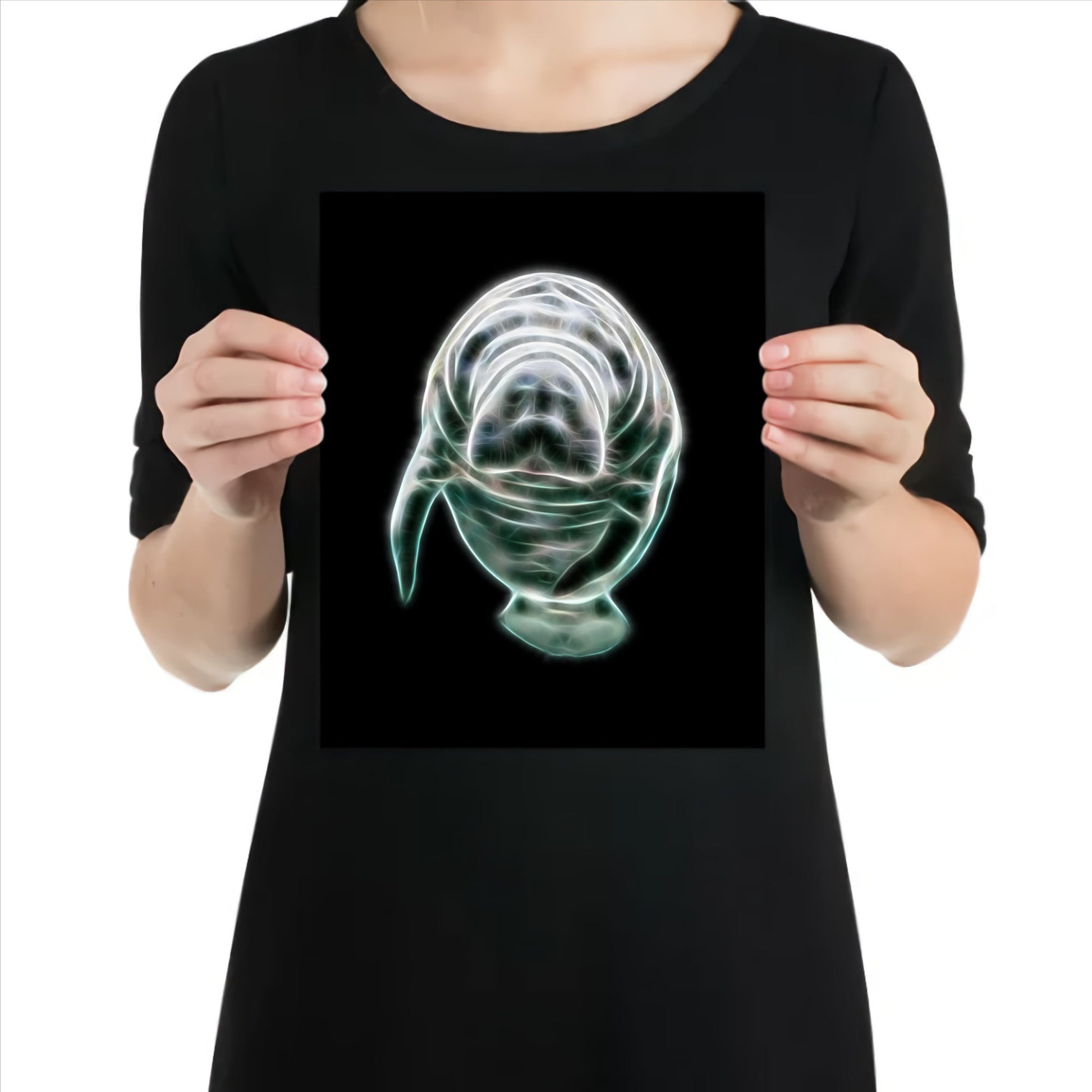 Manatee Metal Wall Plaque with Stunning Fractal Art Design
