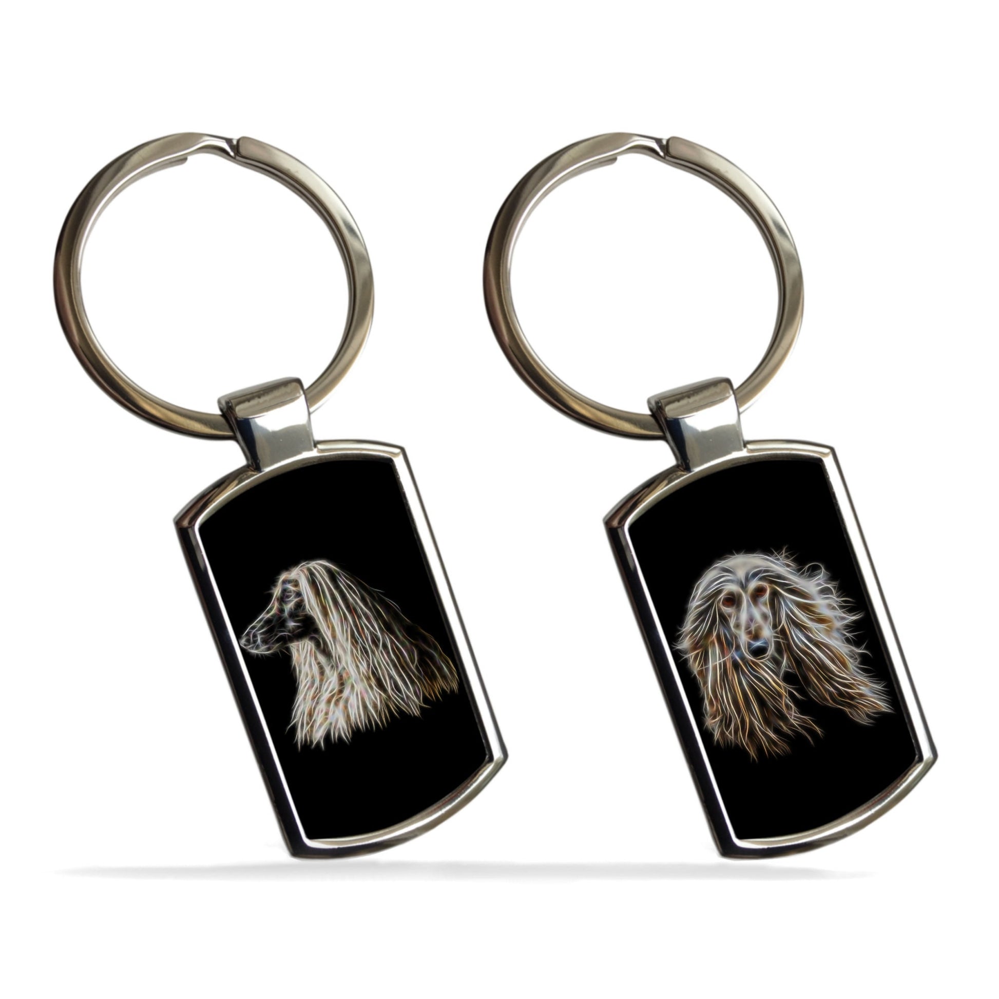 Afghan Hound Keychain with Fractal Art Design