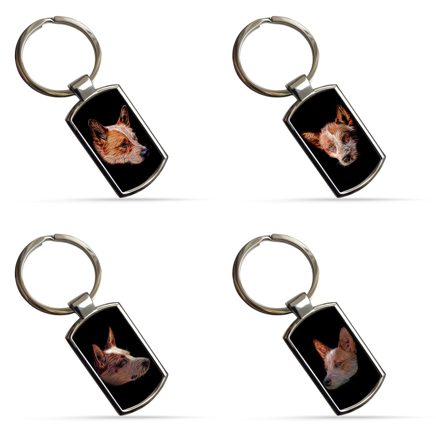 Australian Cattle Dog - Red Heeler Keychain with Stunning Fractal Art Design. A Perfect Gift for Dog Lover.