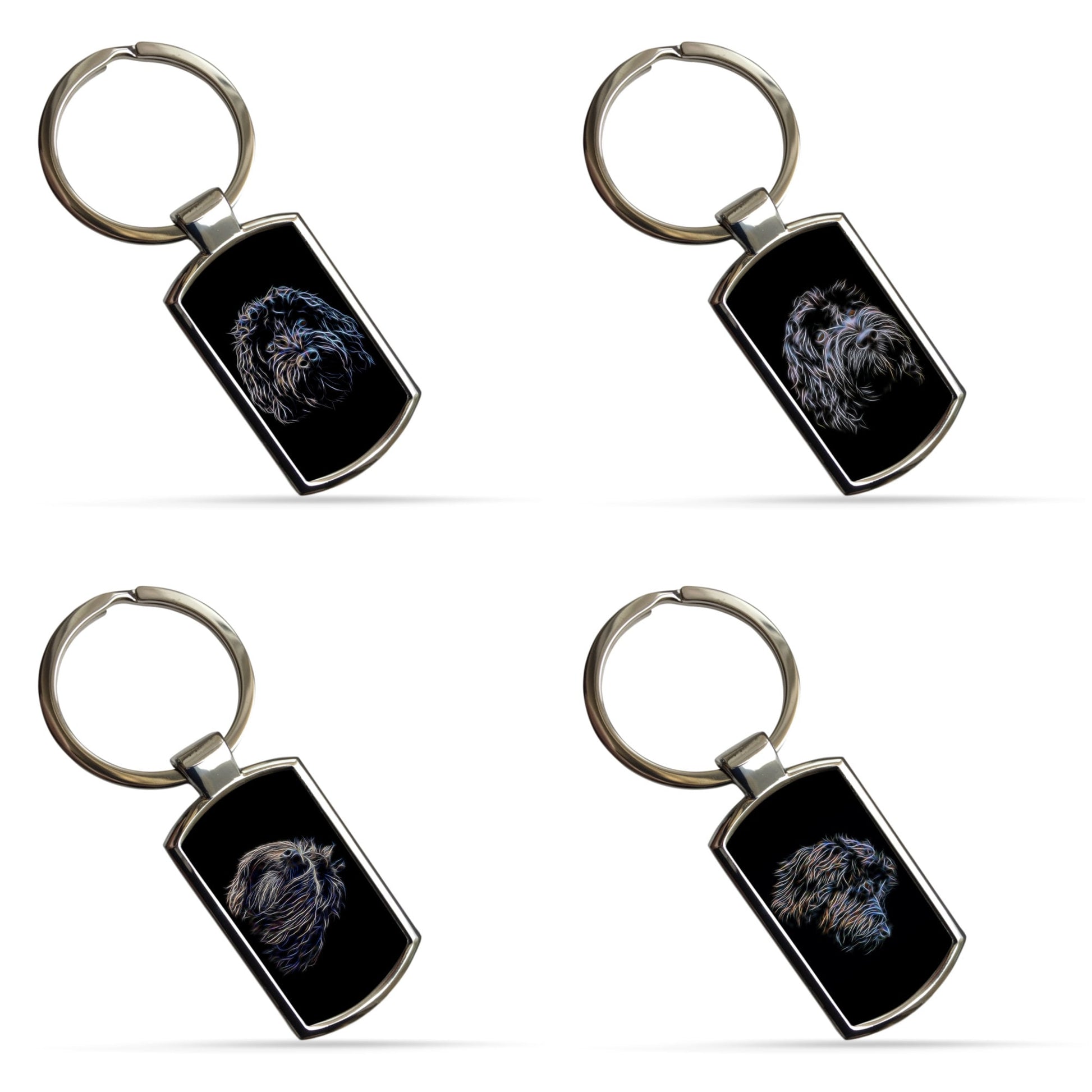 Black Cockapoo Keyring with Stunning Fractal Art Design