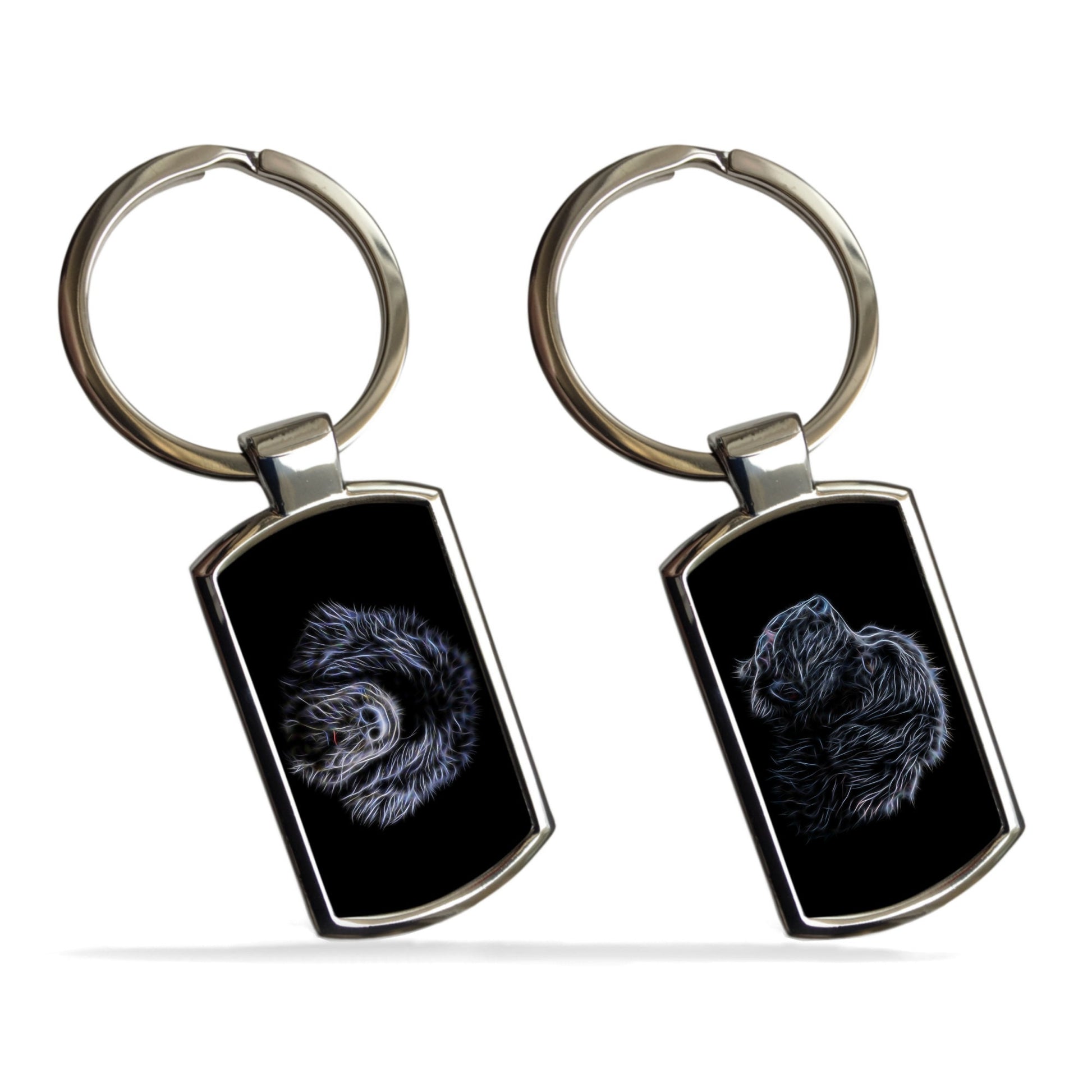 Black Newfoundland Dog Metal Rectangle Keyring