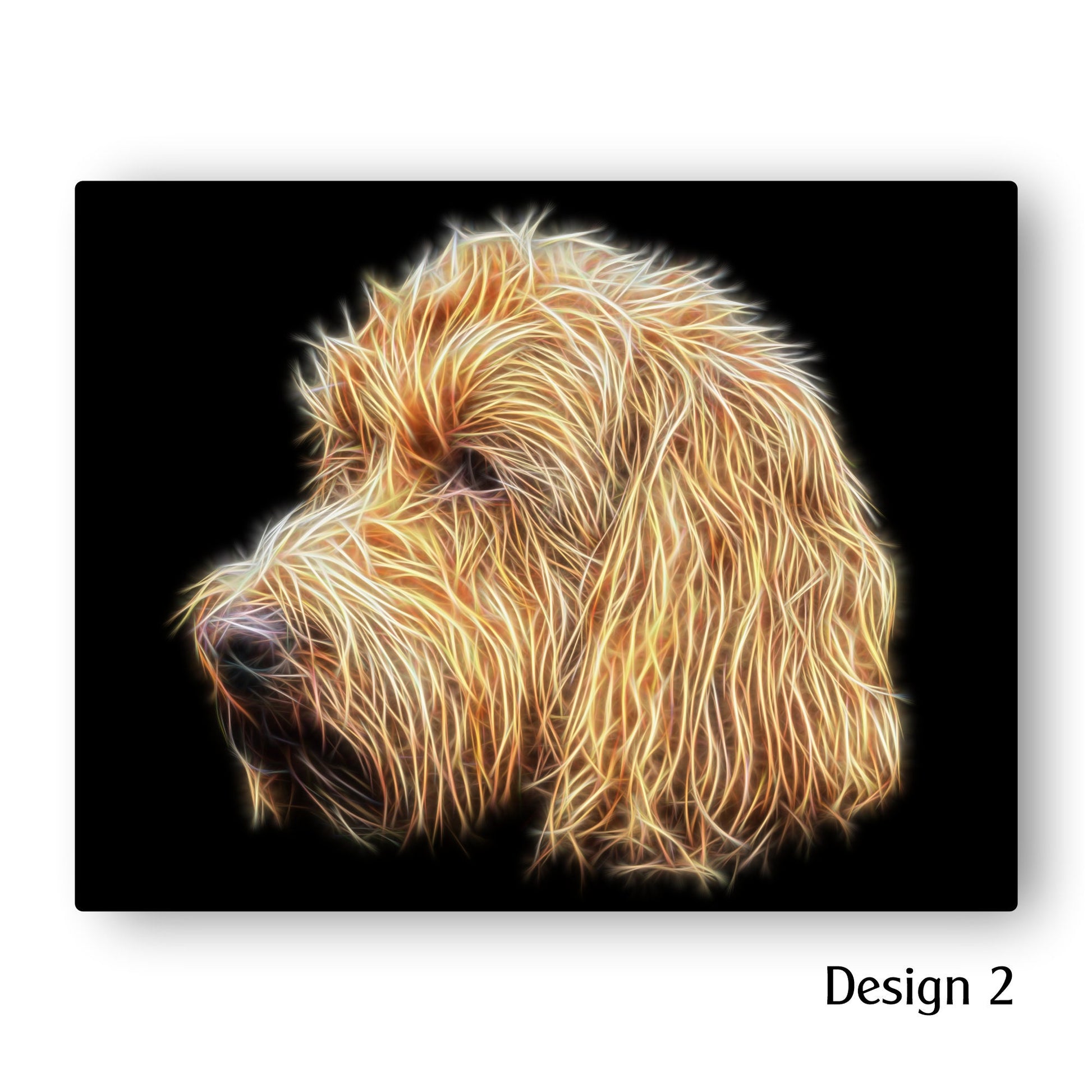 Golden Cockapoo Metal Wall Plaque with Stunning Fractal Art Design. Perfect Dog Lover Gift