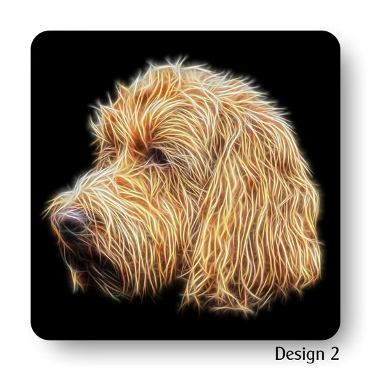 Golden Cockapoo Coasters, Set of 2, with Stunning Fractal Art Design.