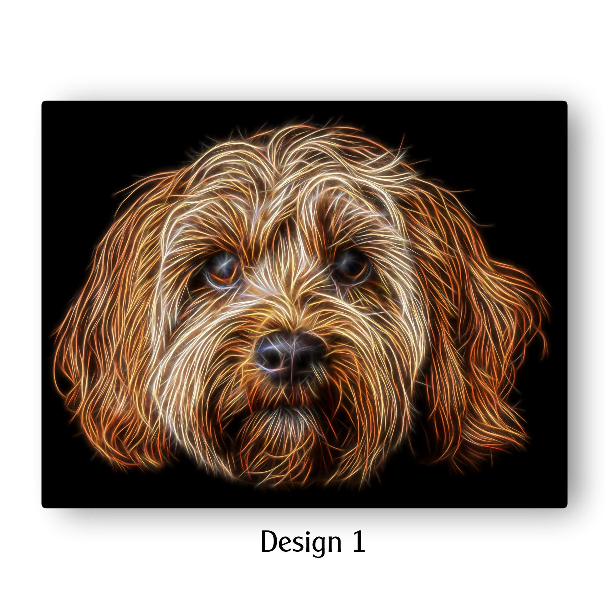 Apricot Cockapoo Metal Wall Plaque with Stunning Fractal Art Design. Perfect Dog Lover Gift